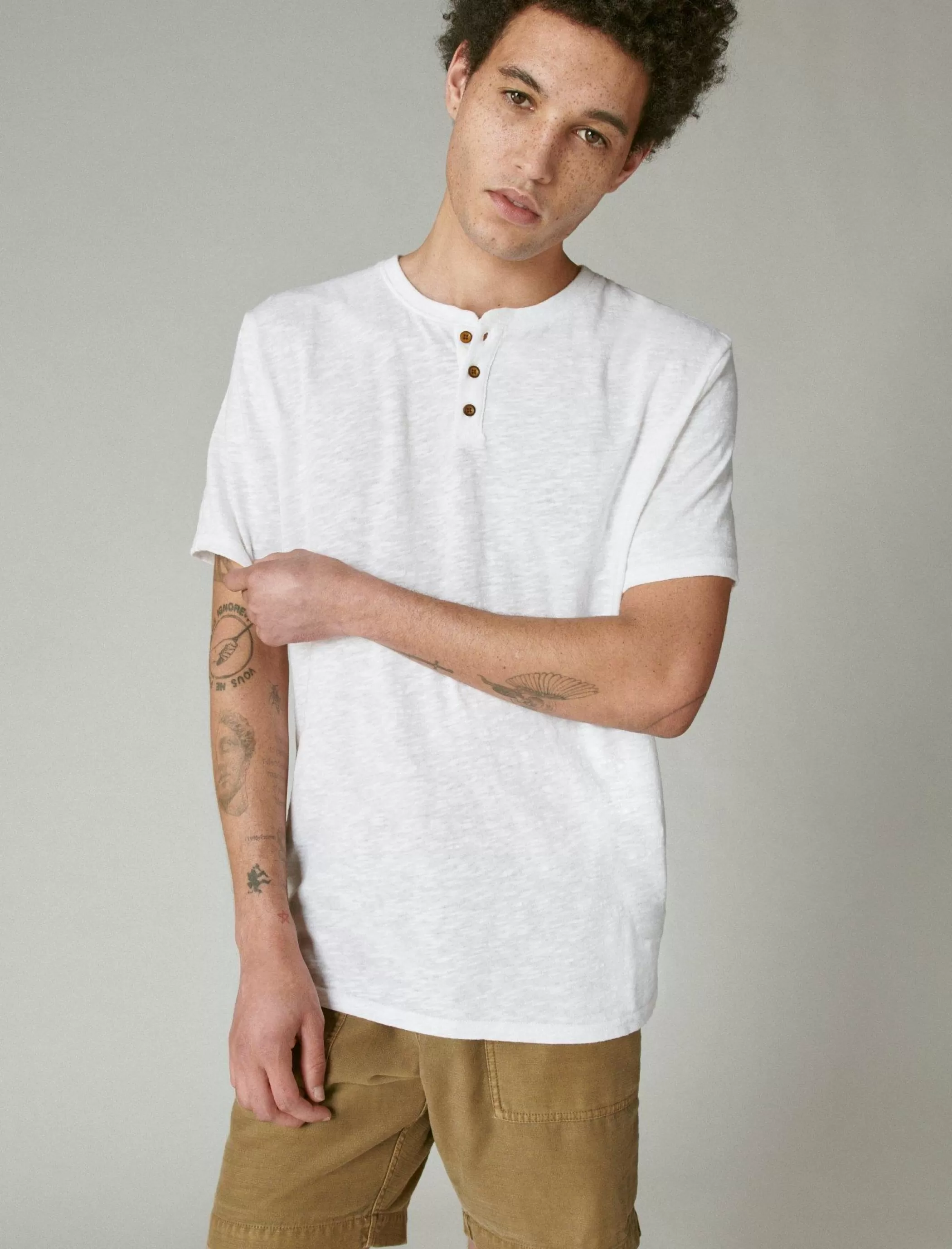 Lucky Brand Shirts & Tops*linen henley bright white