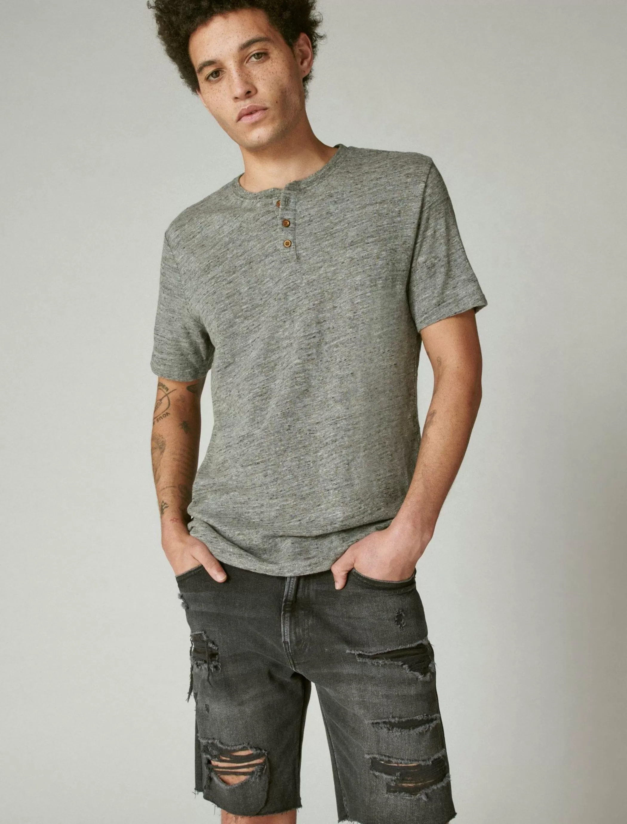 Lucky Brand Shirts & Tops*linen henley heather grey