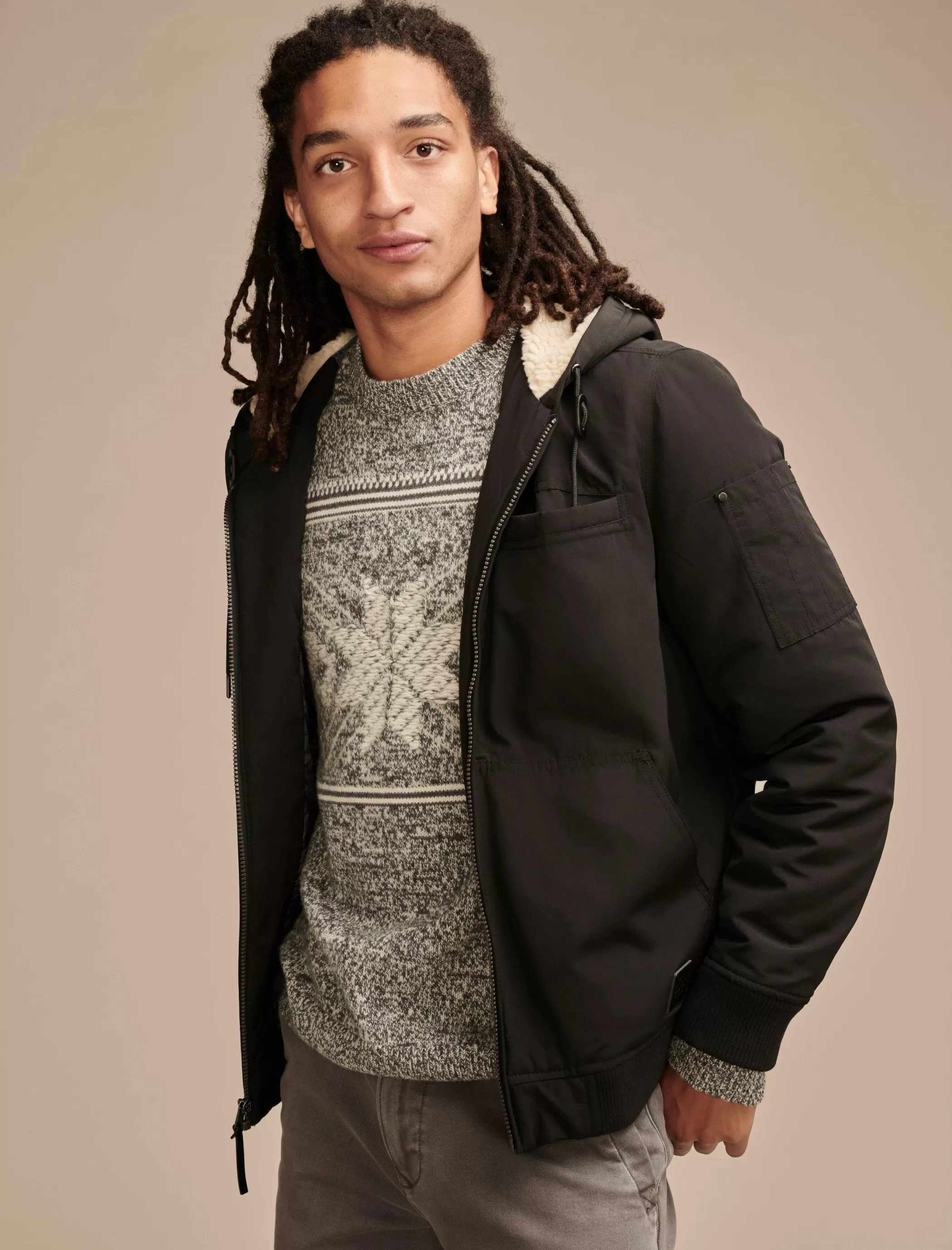 Lucky Brand Jackets & Outerwear*lodi taslon hoody black