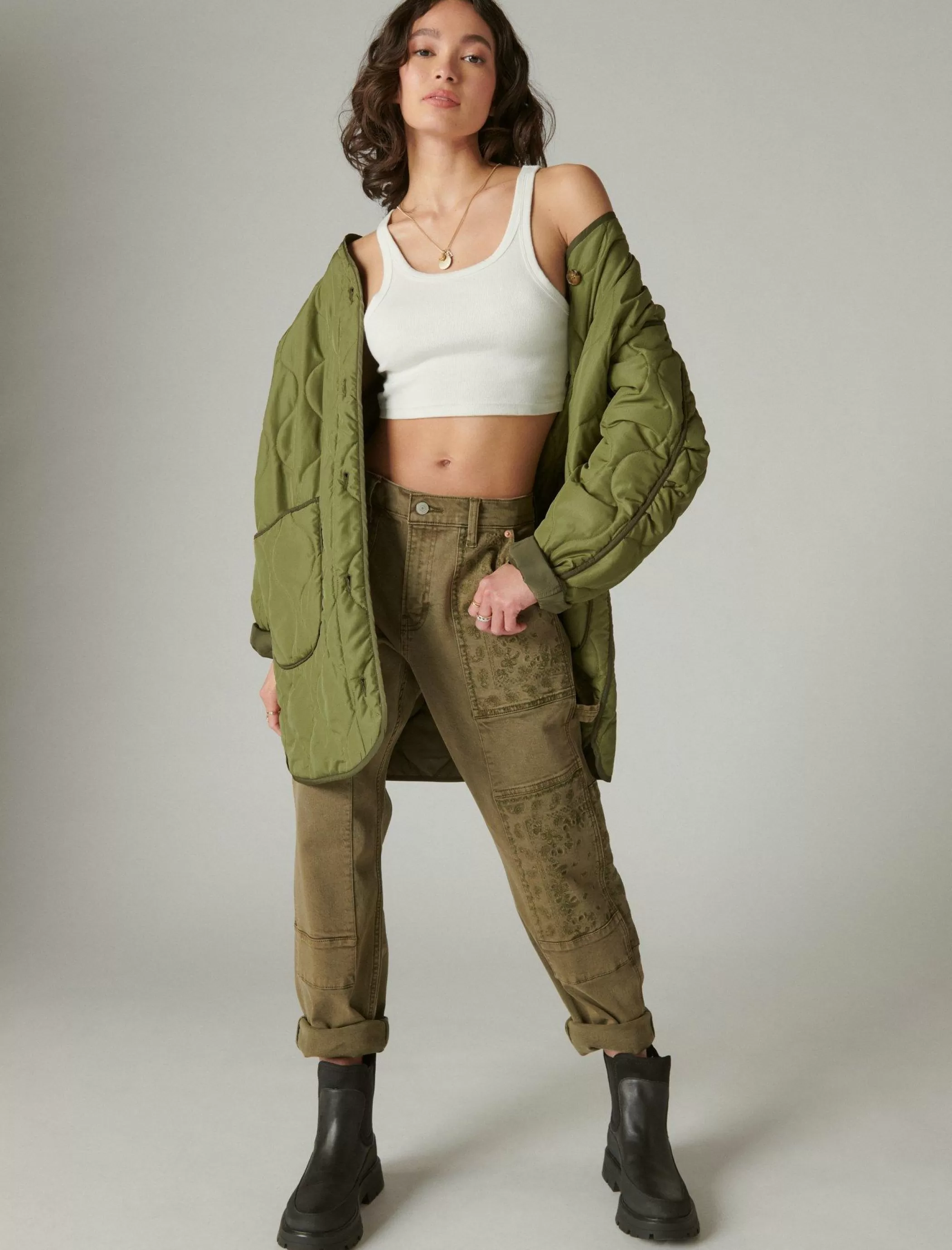 Lucky Brand Jackets & Outerwear*longline quilted liner jacket olive