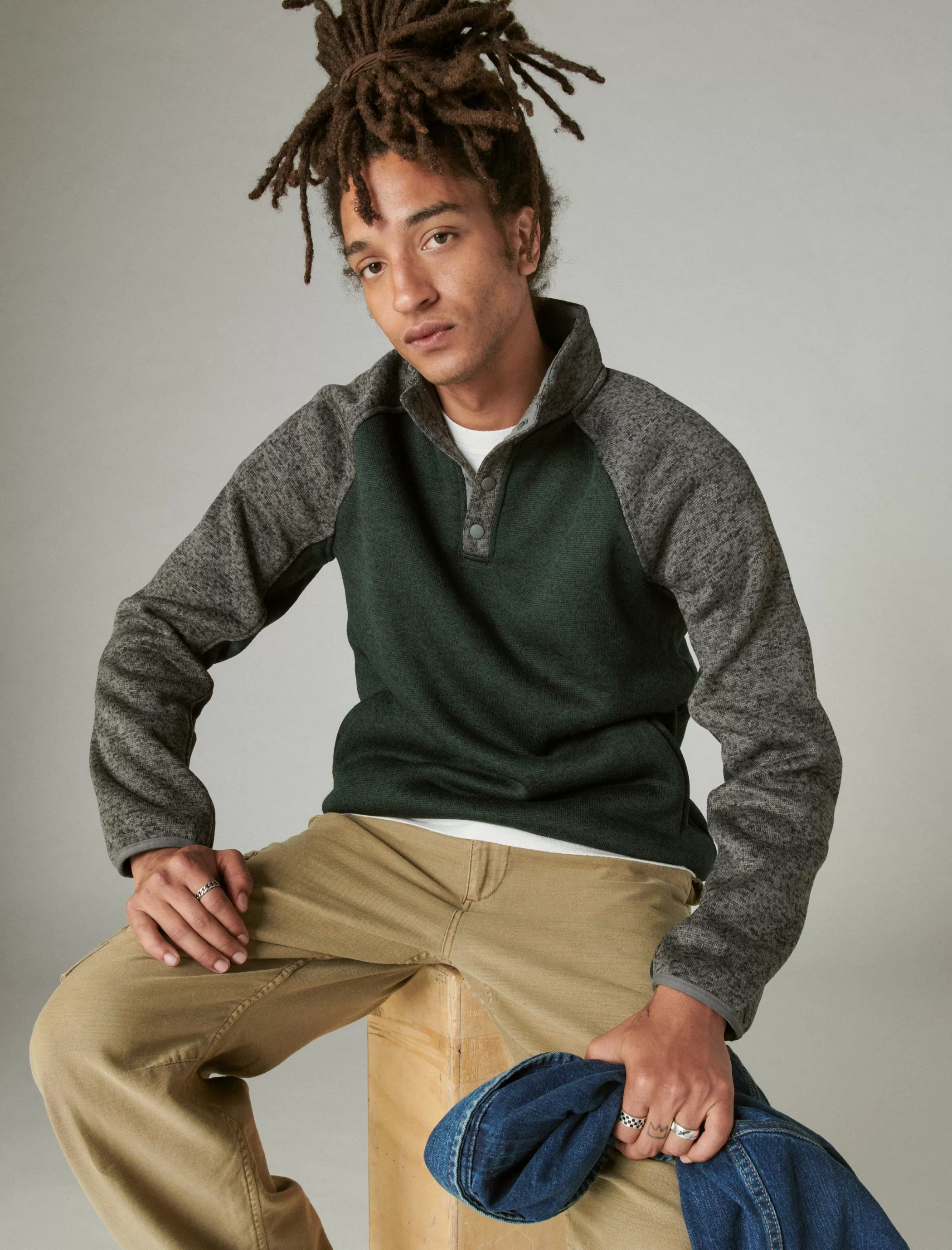 Lucky Brand Activewear*los feliz fleece color block mock neck multi