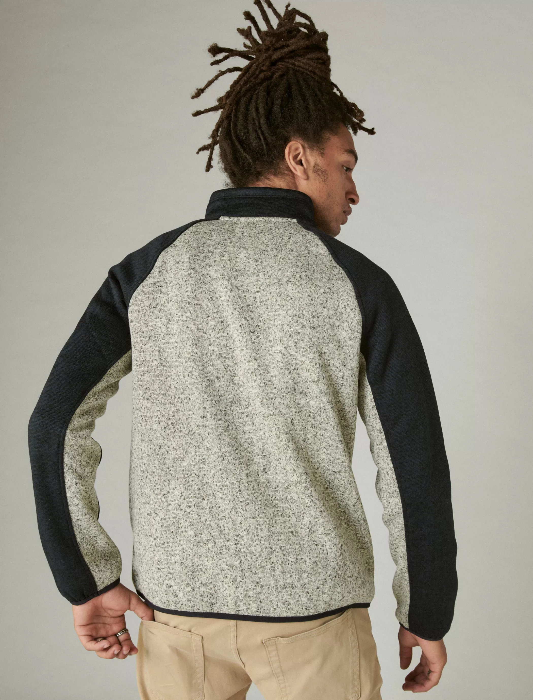 Lucky Brand Activewear*los feliz fleece color block mock neck blue multi