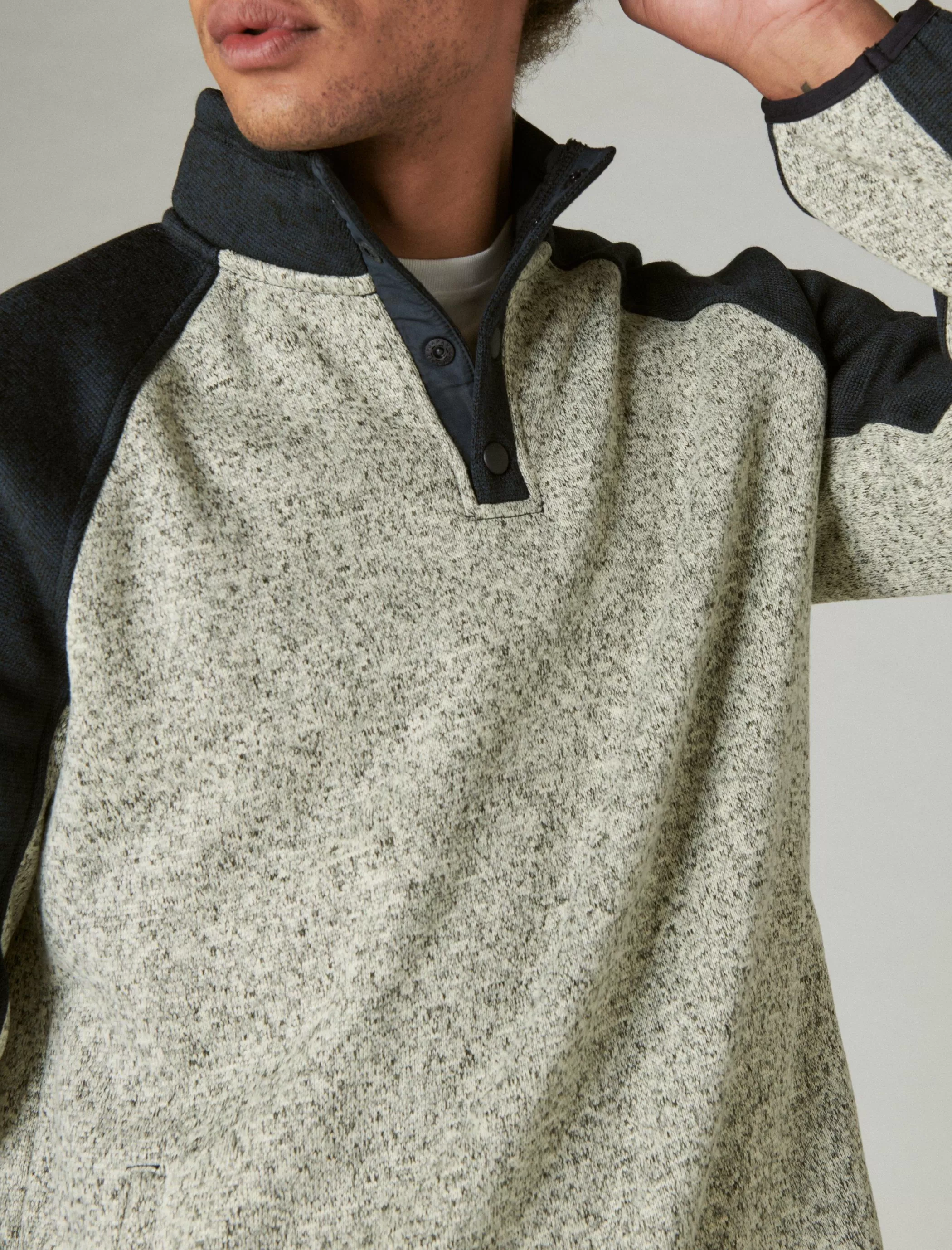 Lucky Brand Activewear*los feliz fleece color block mock neck blue multi
