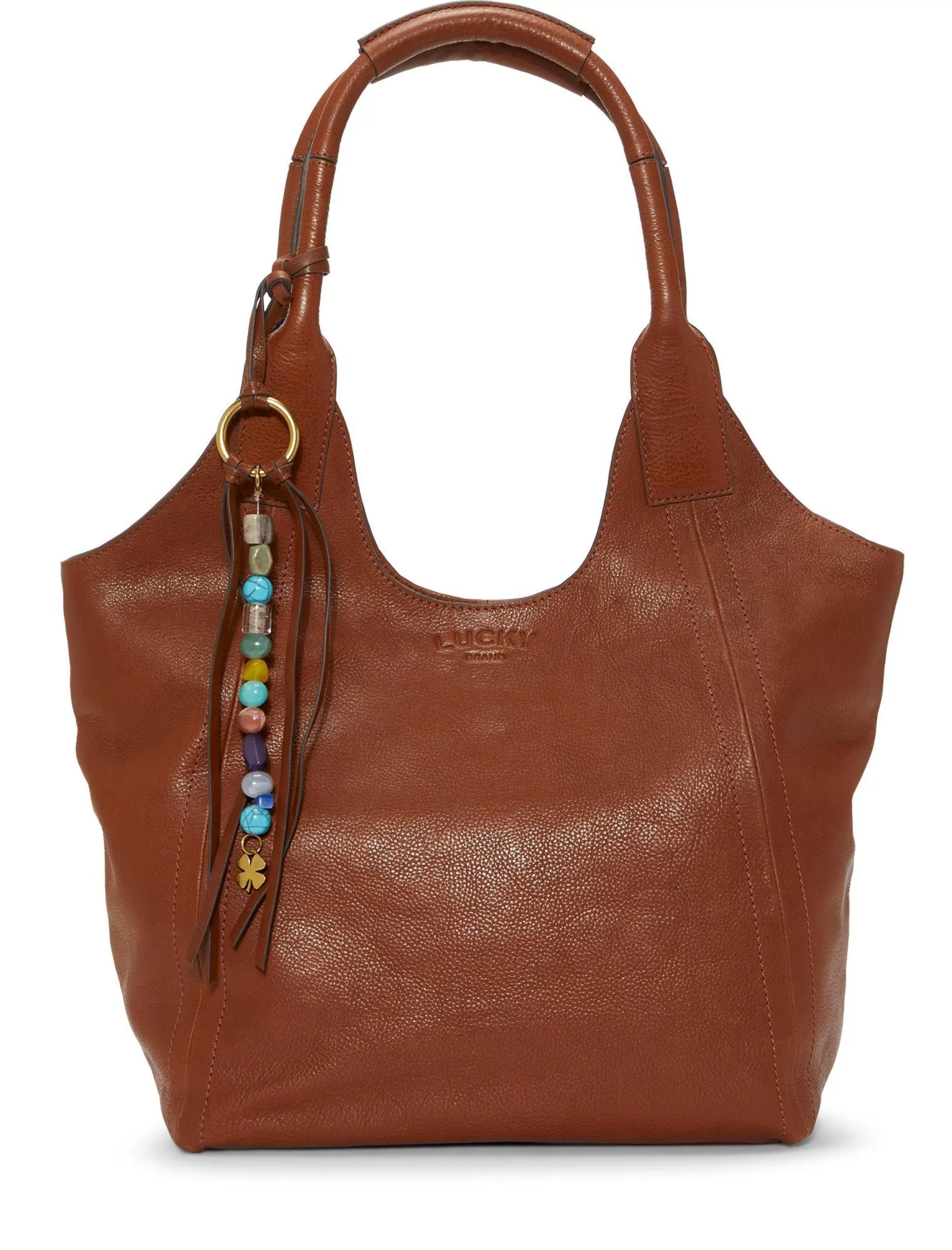 Lucky Brand Handbags*love beaded leather tote dark brown