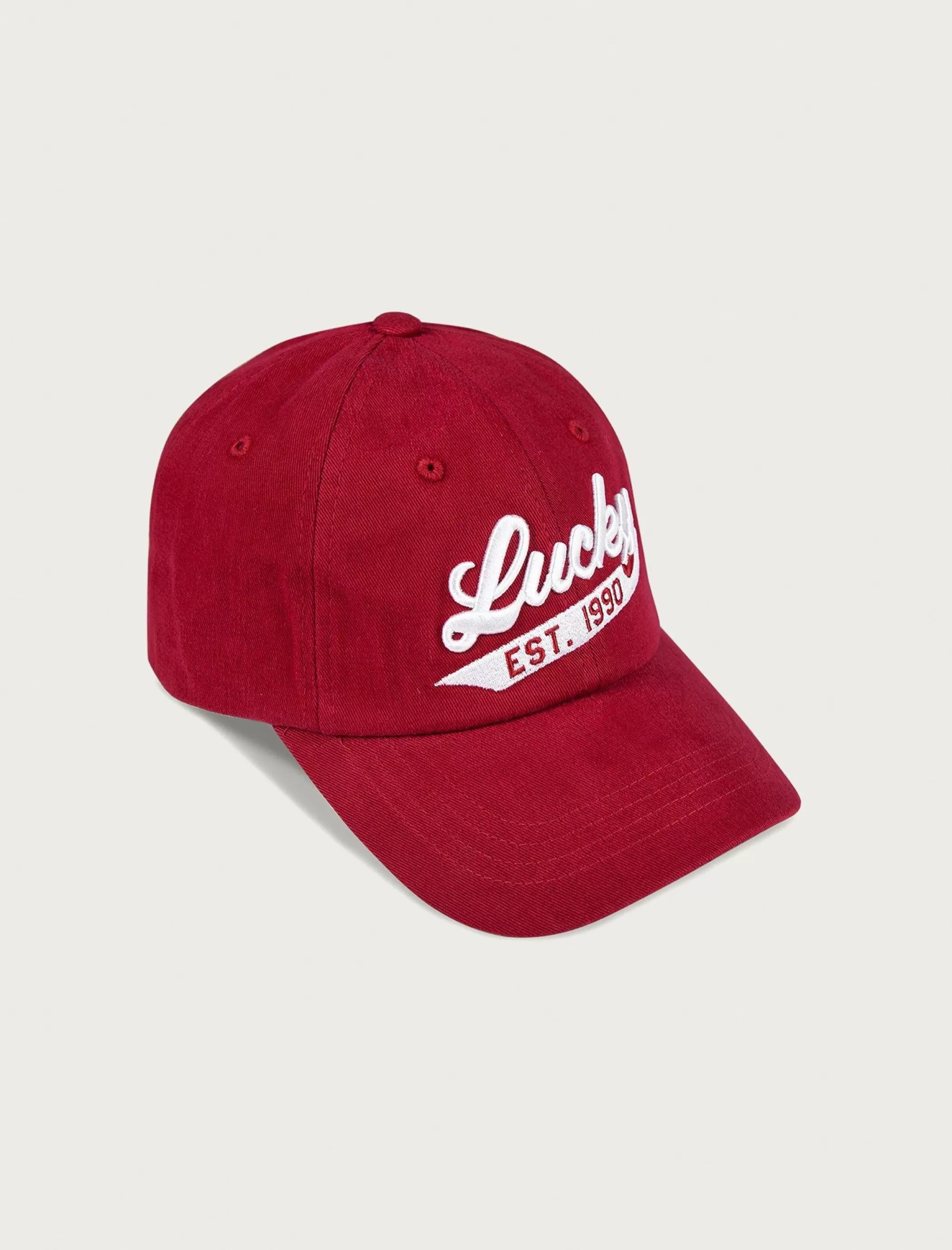 Lucky Brand Hats*lucky 1990 embroidered dad hat dark red