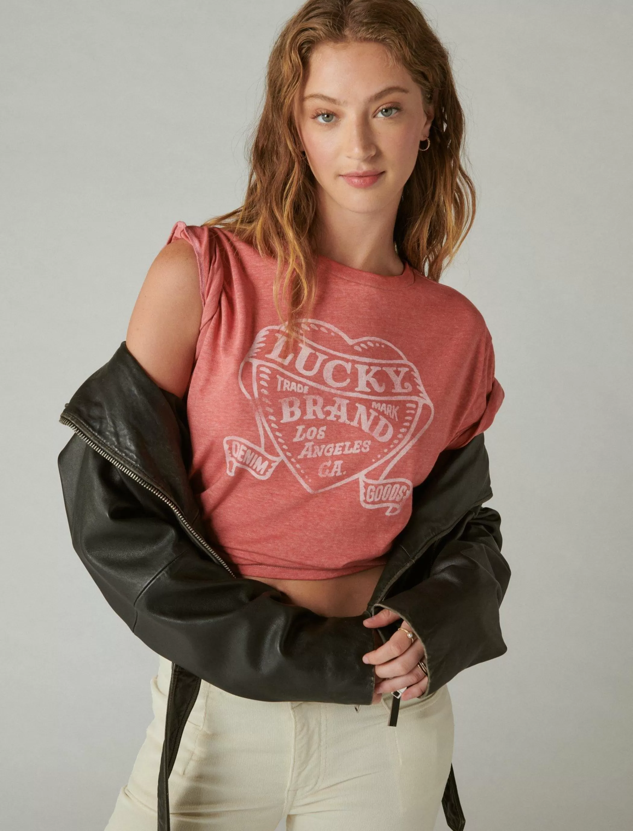 Lucky Brand Graphic Tees*lucky heart boyfriend tee baked apple