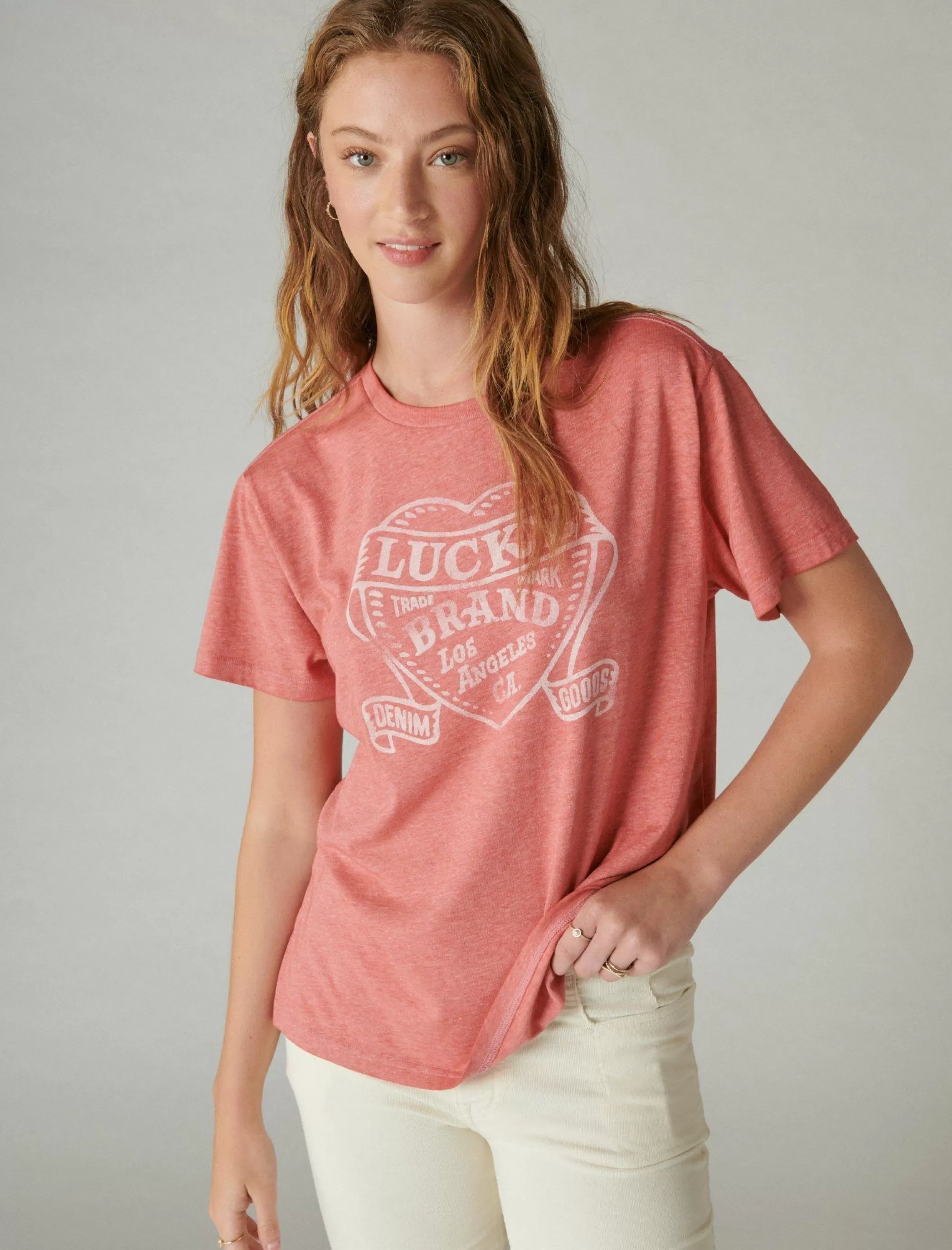 Lucky Brand Graphic Tees*lucky heart boyfriend tee baked apple