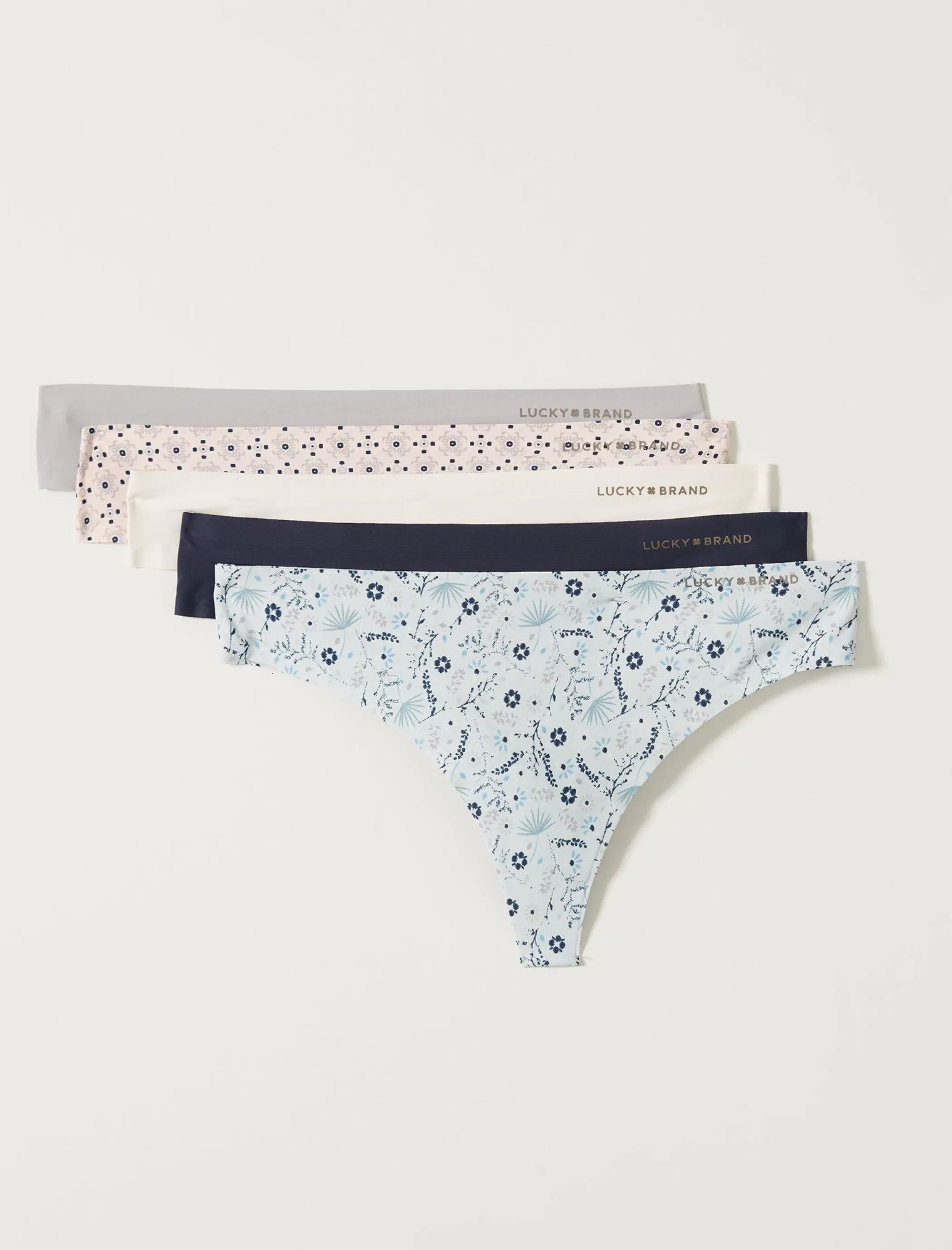 Lucky Brand Intimates & Sleepwear*lucky printed thong 5 pk open white/natural