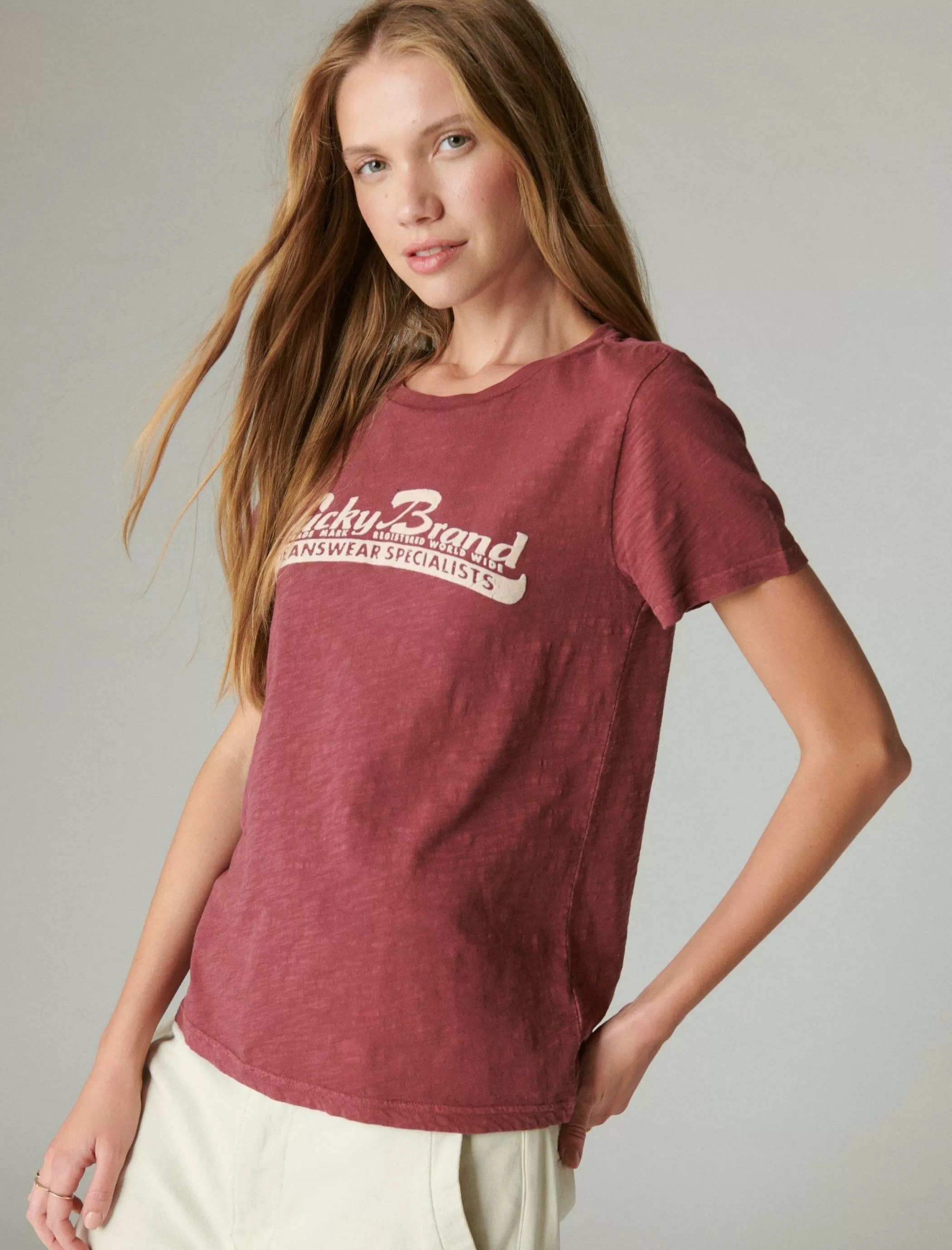 Lucky Brand Graphic Tees*lucky specialists classic crew tawny port