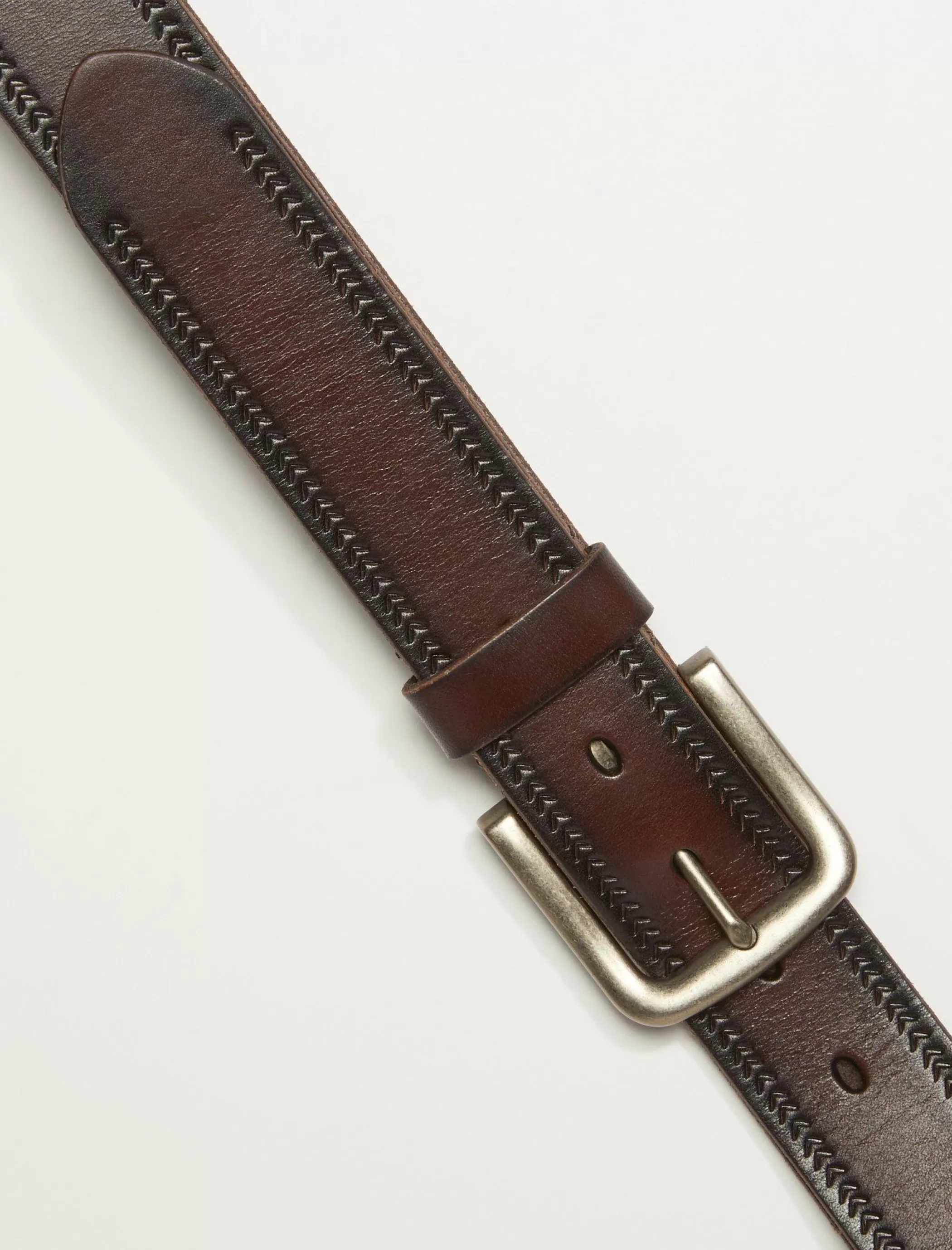 Lucky Brand Belts*mens embossed stitch belt dark brown