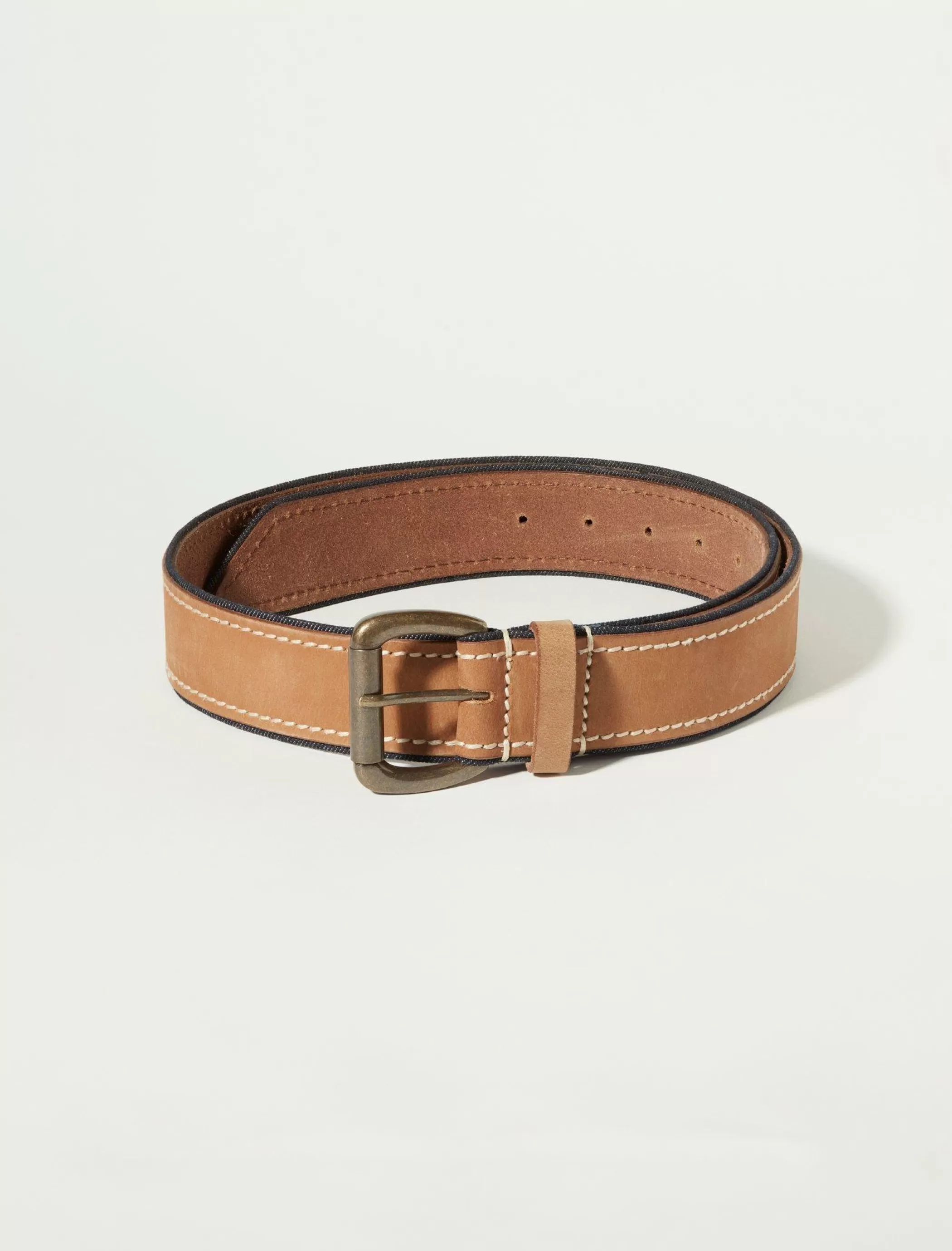 Lucky Brand Belts*men's leather and denim detail belt medium brown