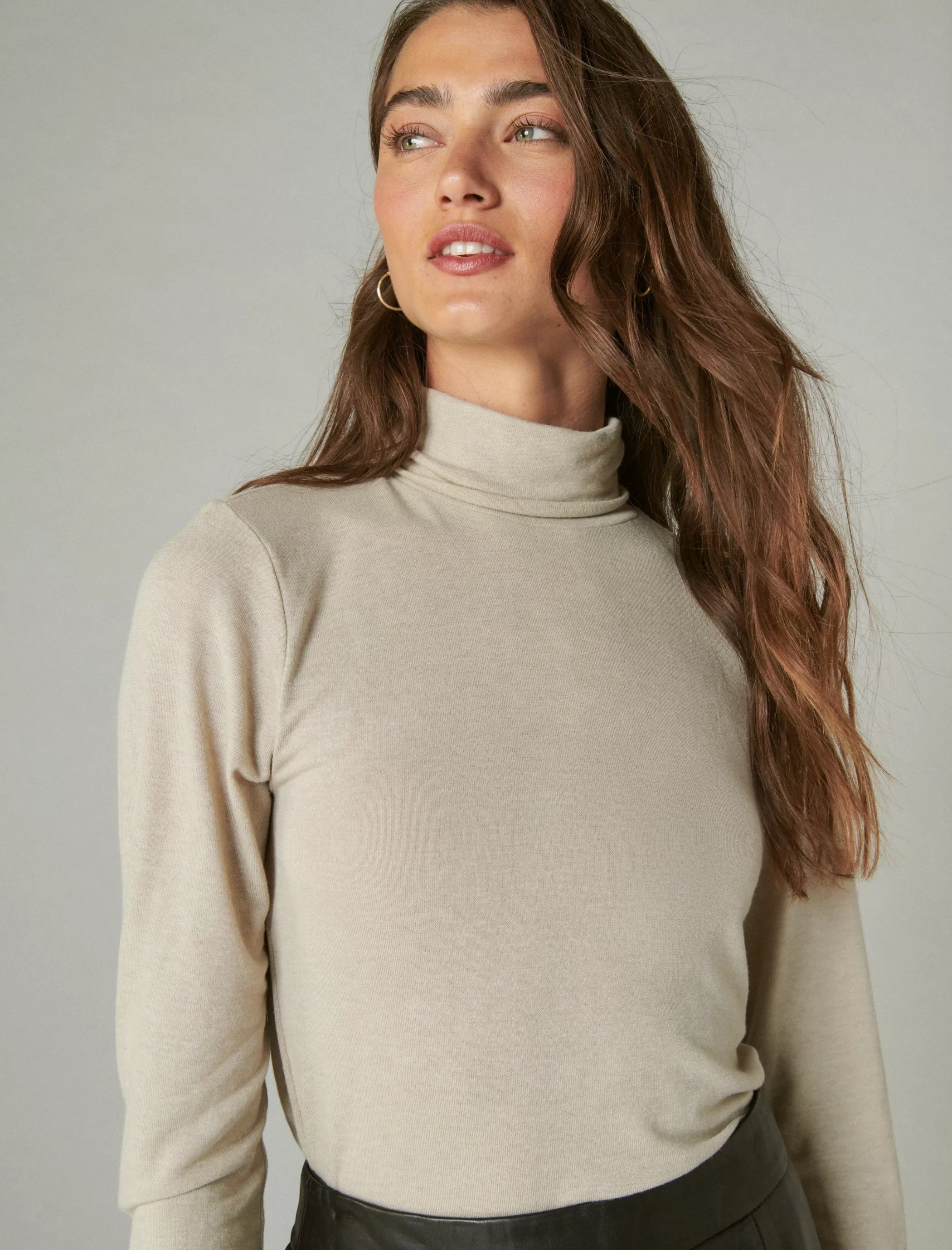 Lucky Brand Knit Tops*mock neck layering top coffee