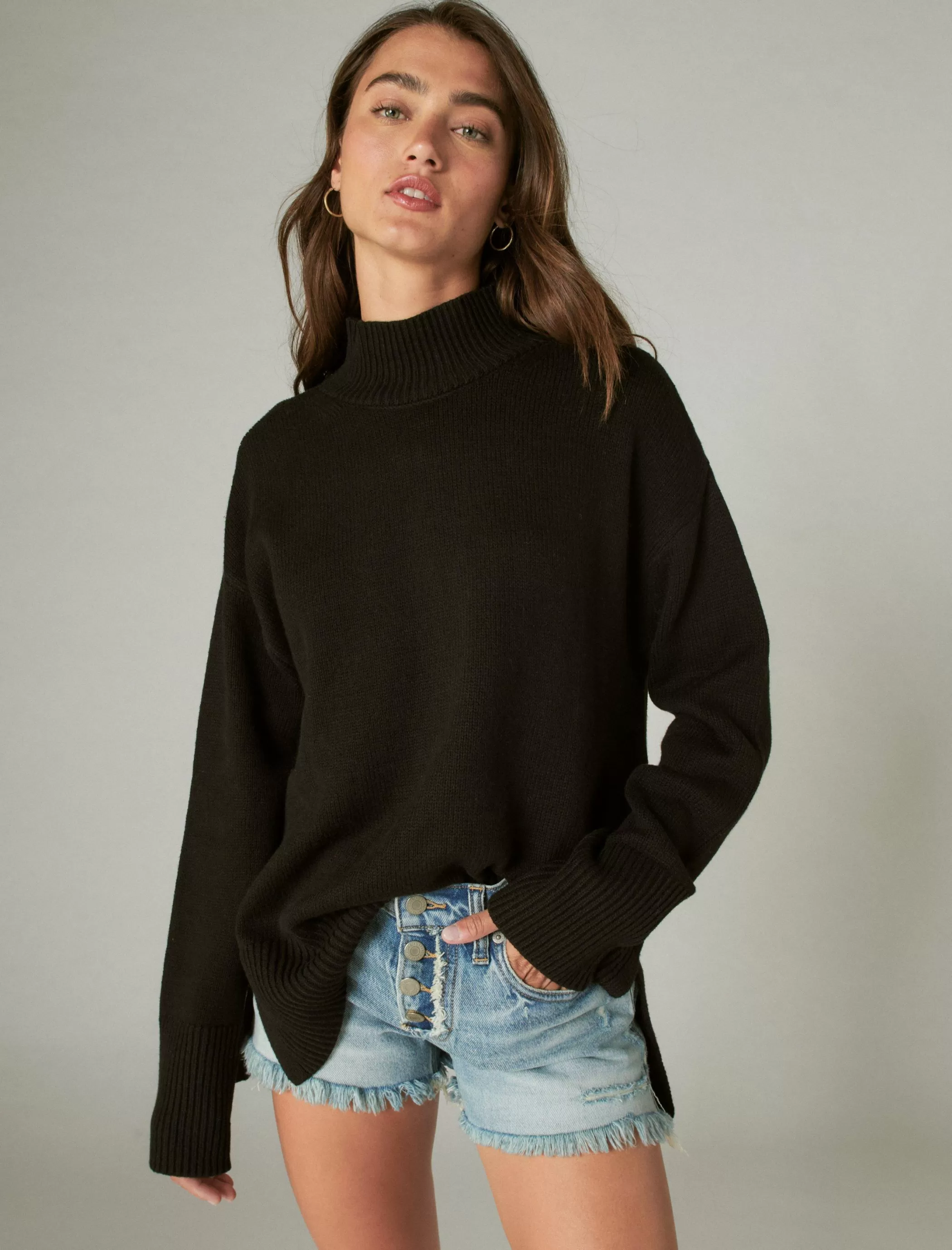 Lucky Brand Sweaters & Sweatshirts*mock neck tunic black