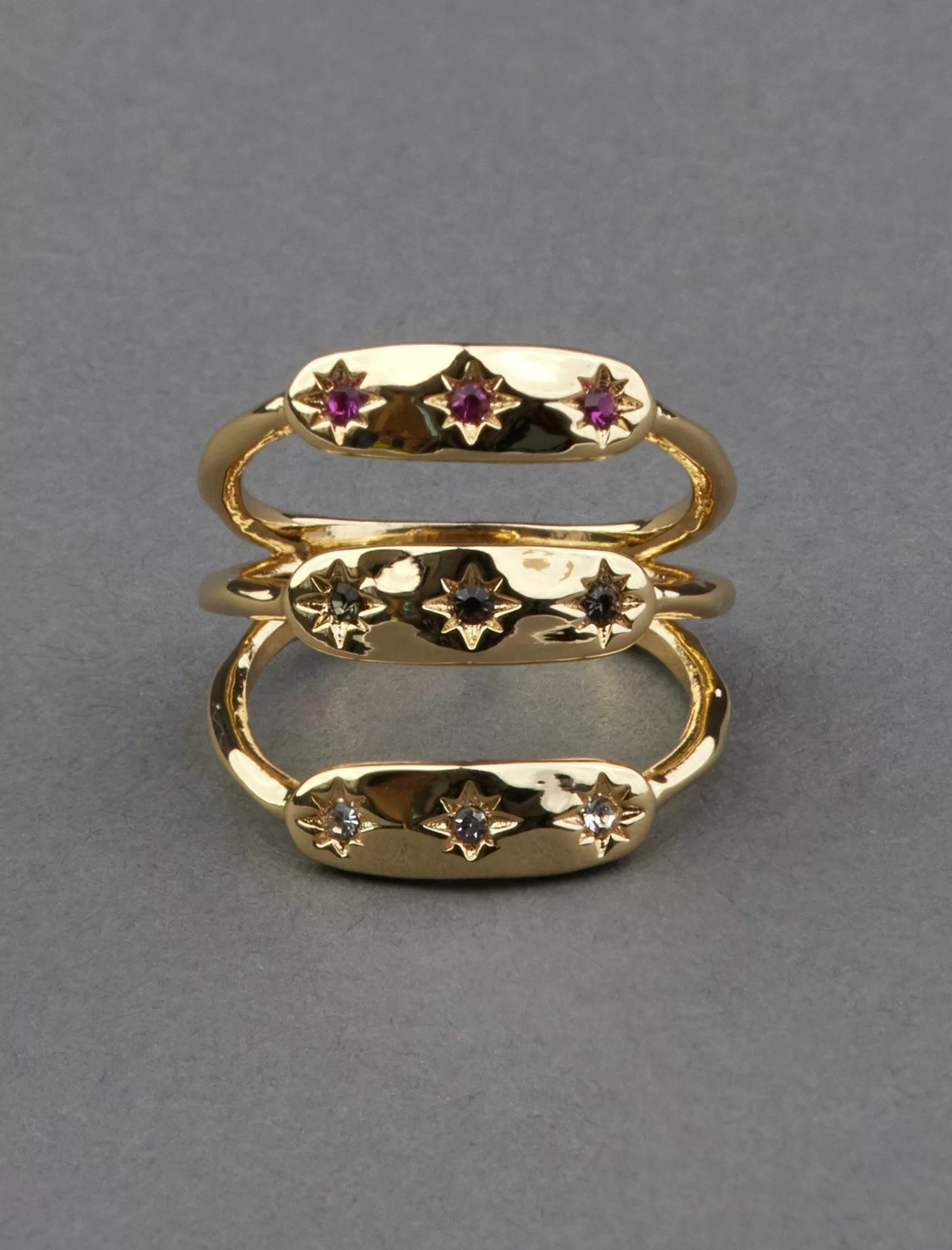 Lucky Brand Jewelry*multi stone faux ring stack gold