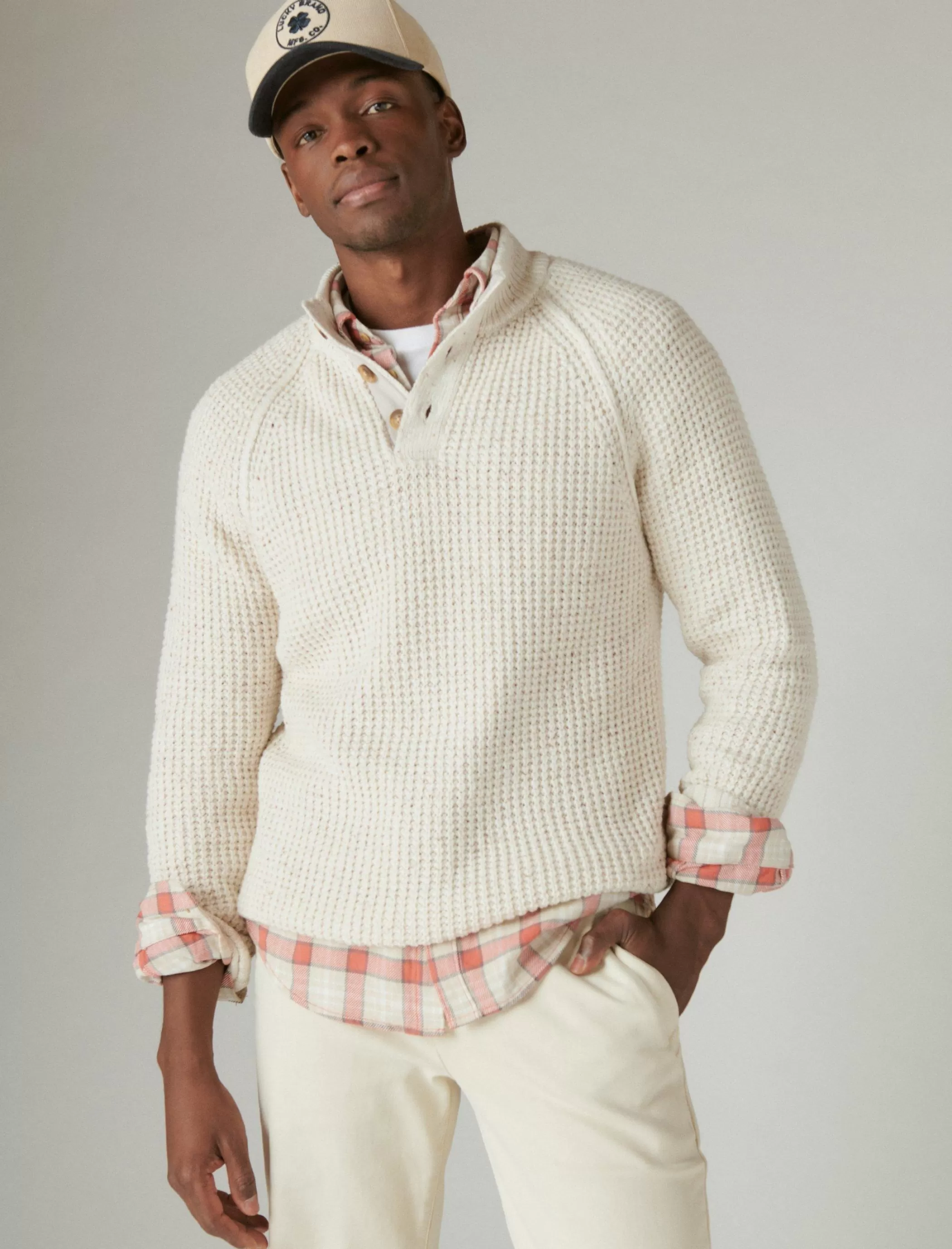 Lucky Brand Sweaters*nep mock neck sweater whisper white tweed