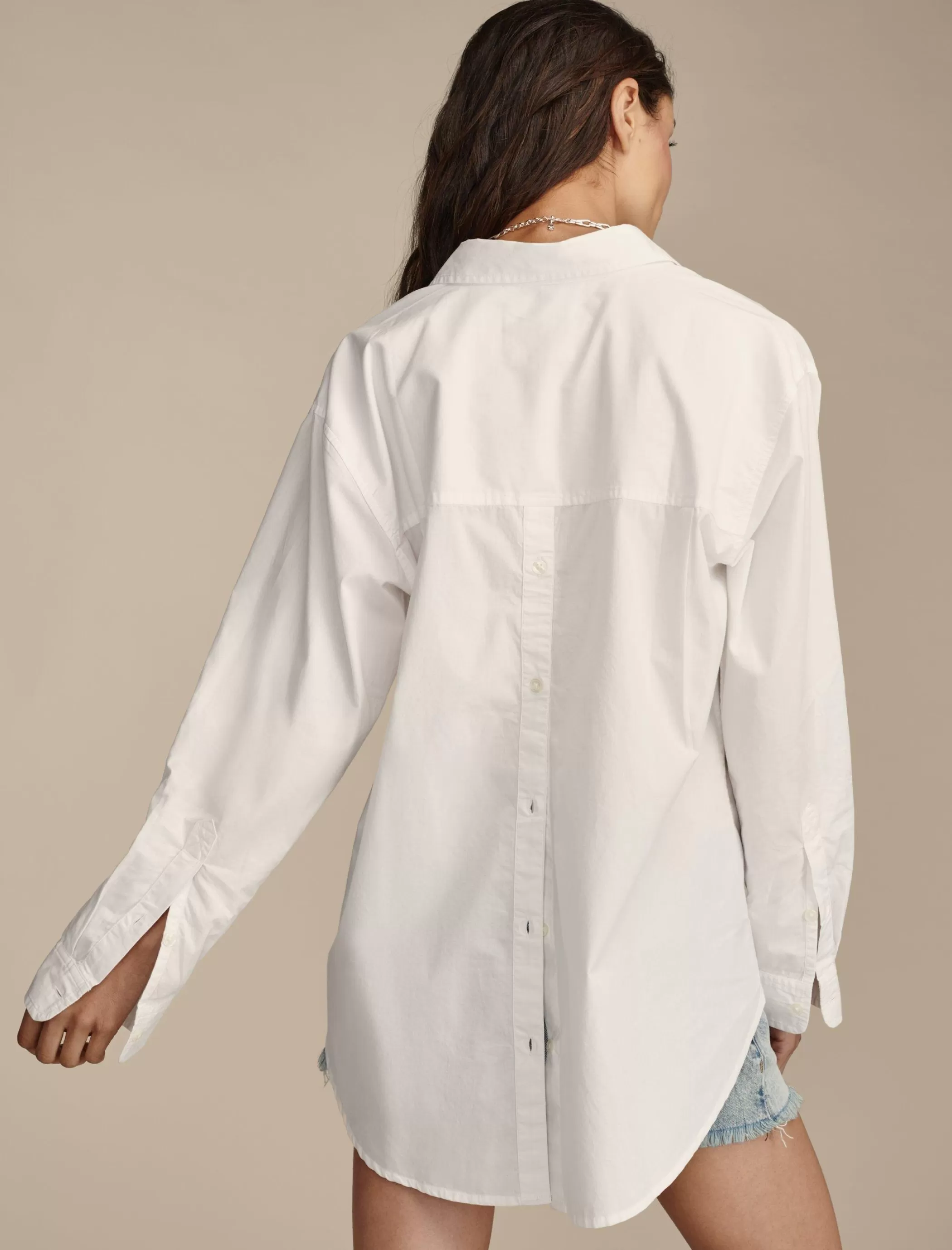 Lucky Brand Blouses*oversized button back top bright white