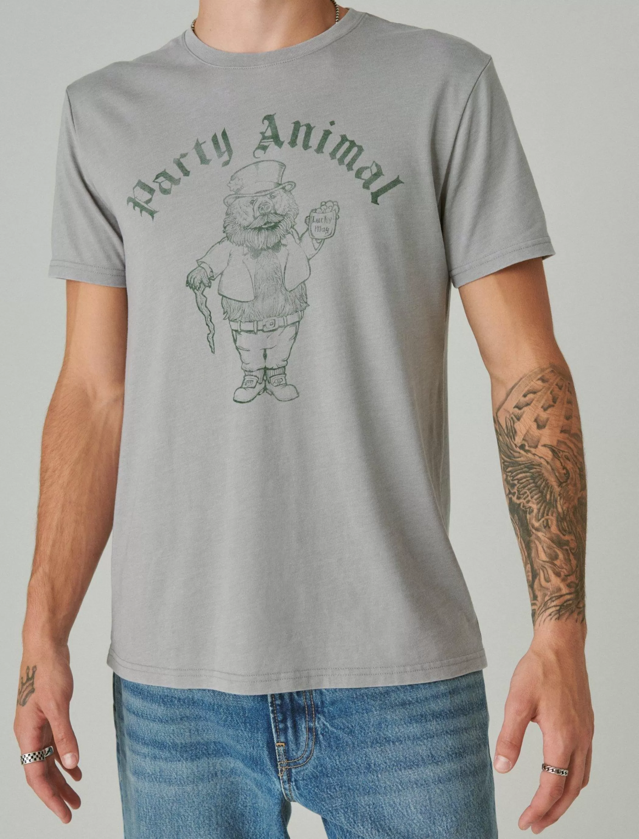 Lucky Brand Graphic Tees*party bear neutral grey