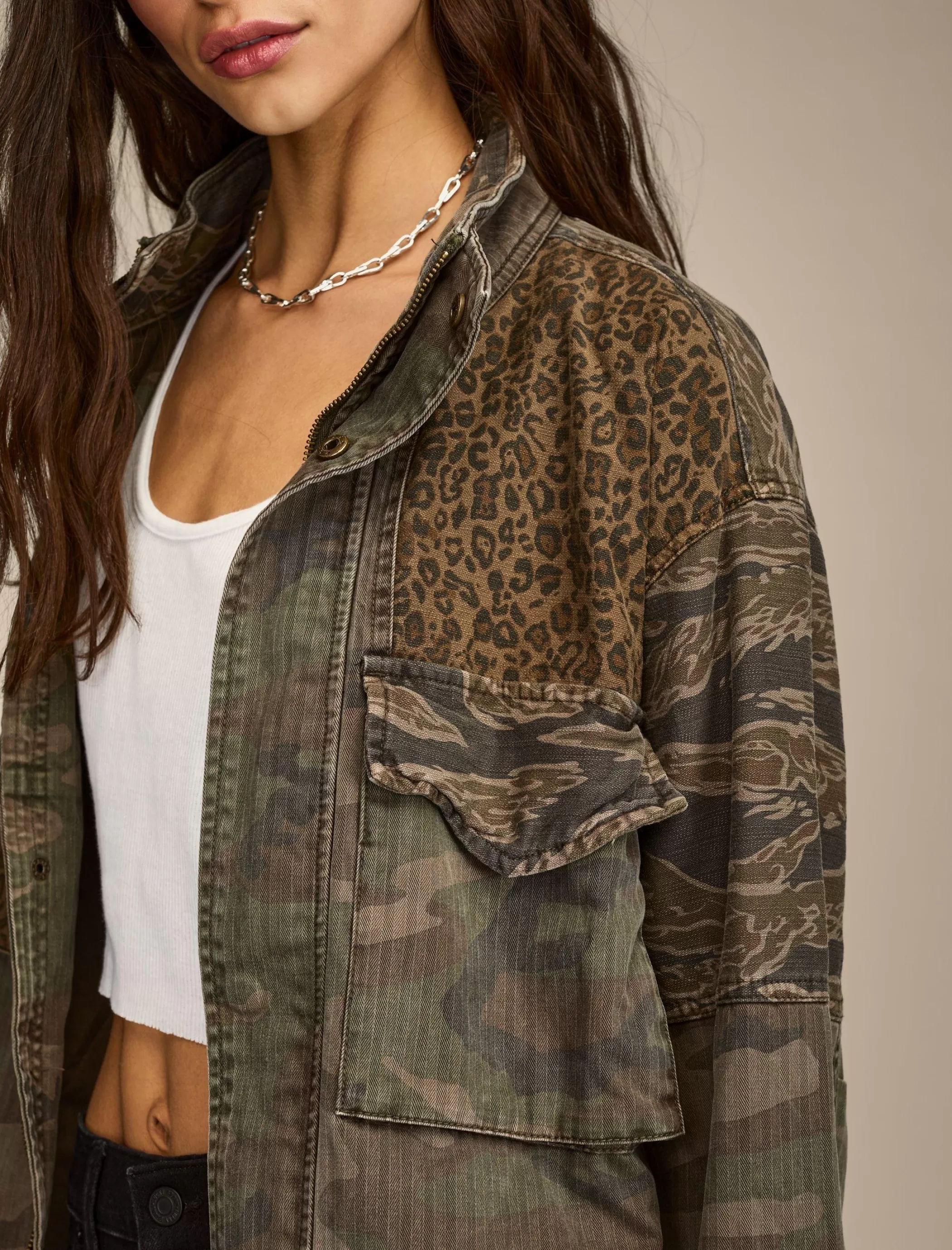 Lucky Brand Jackets & Outerwear*patchwork camo cropped jacket camo print mix