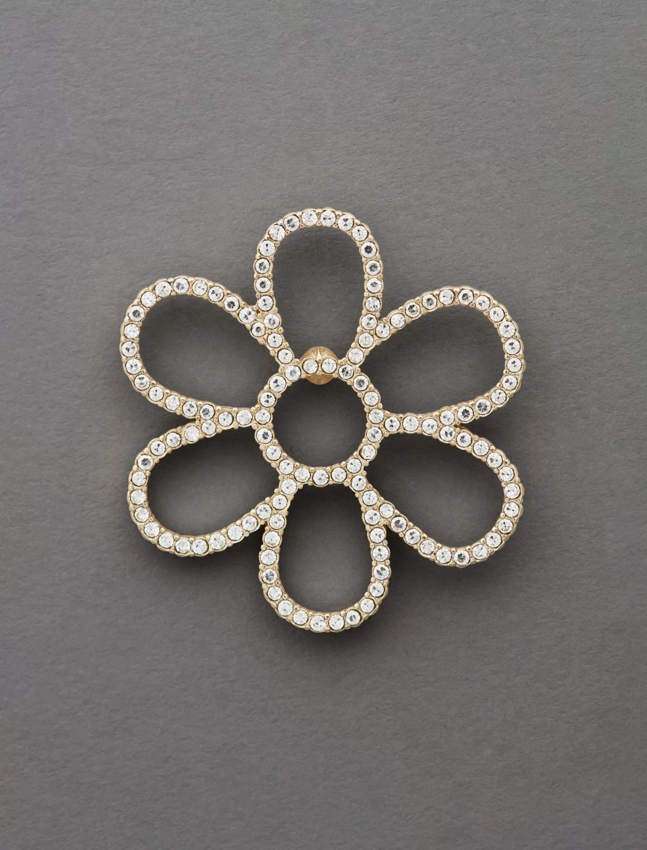 Lucky Brand Jewelry*pave flower brooch gold