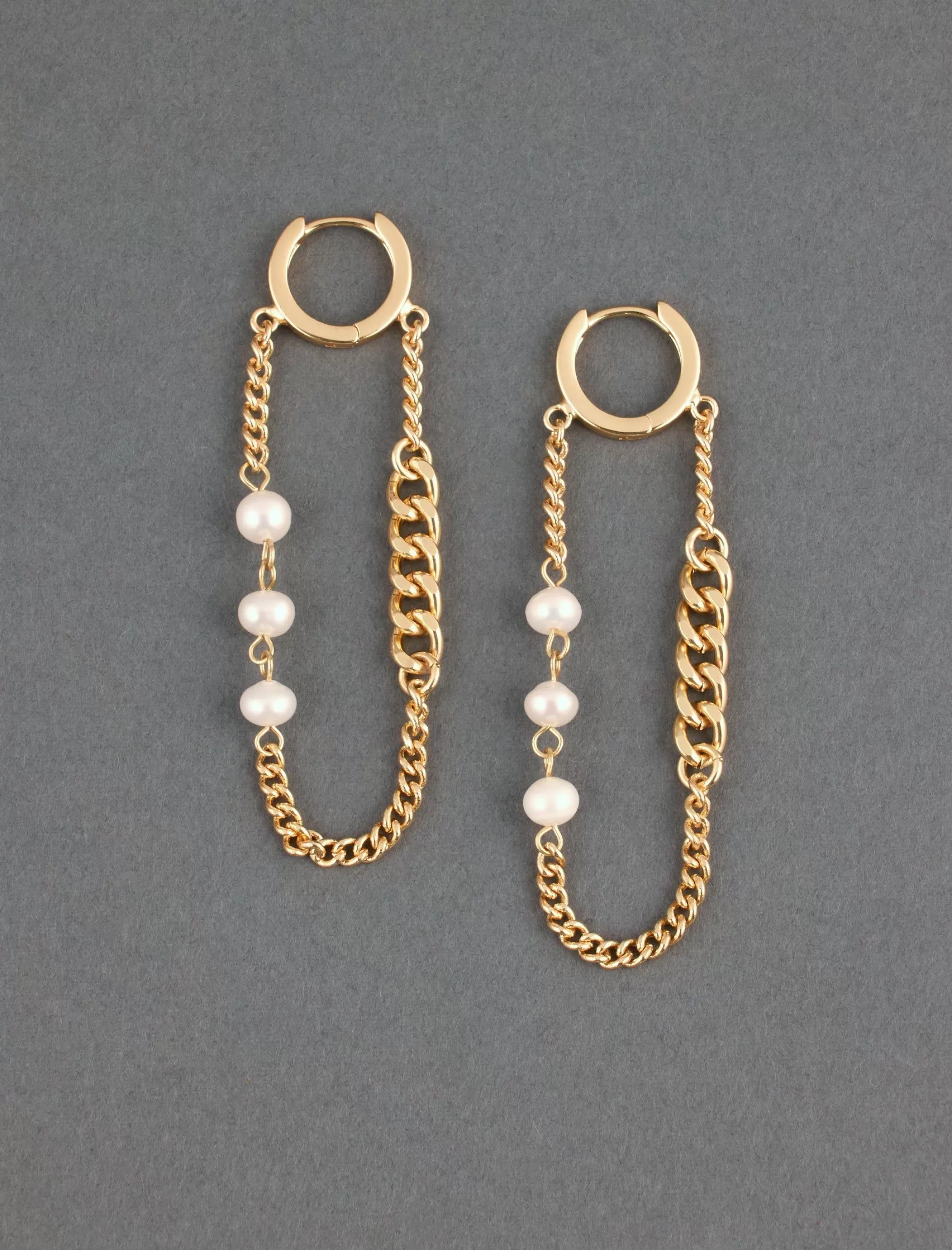 Lucky Brand Jewelry*pearl and chain hoop gold