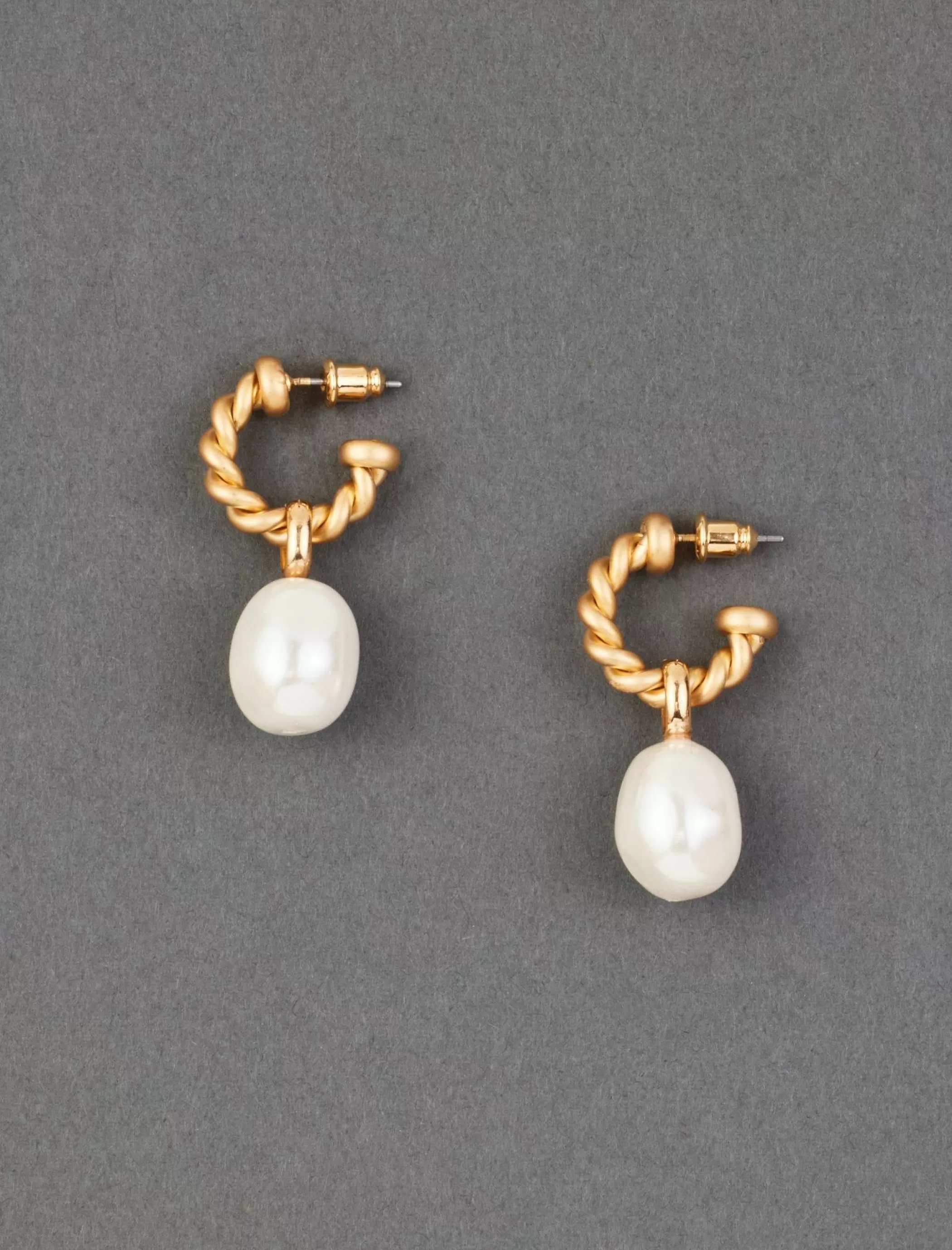 Lucky Brand Jewelry*pearl braided hoop earring gold