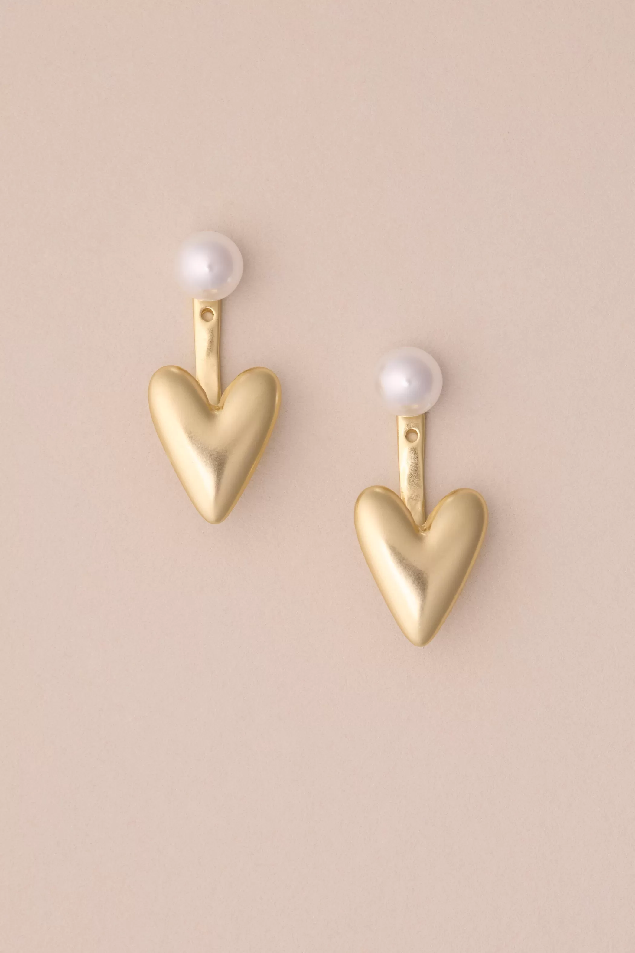 Lucky Brand Jewelry*pearl heart earring gold