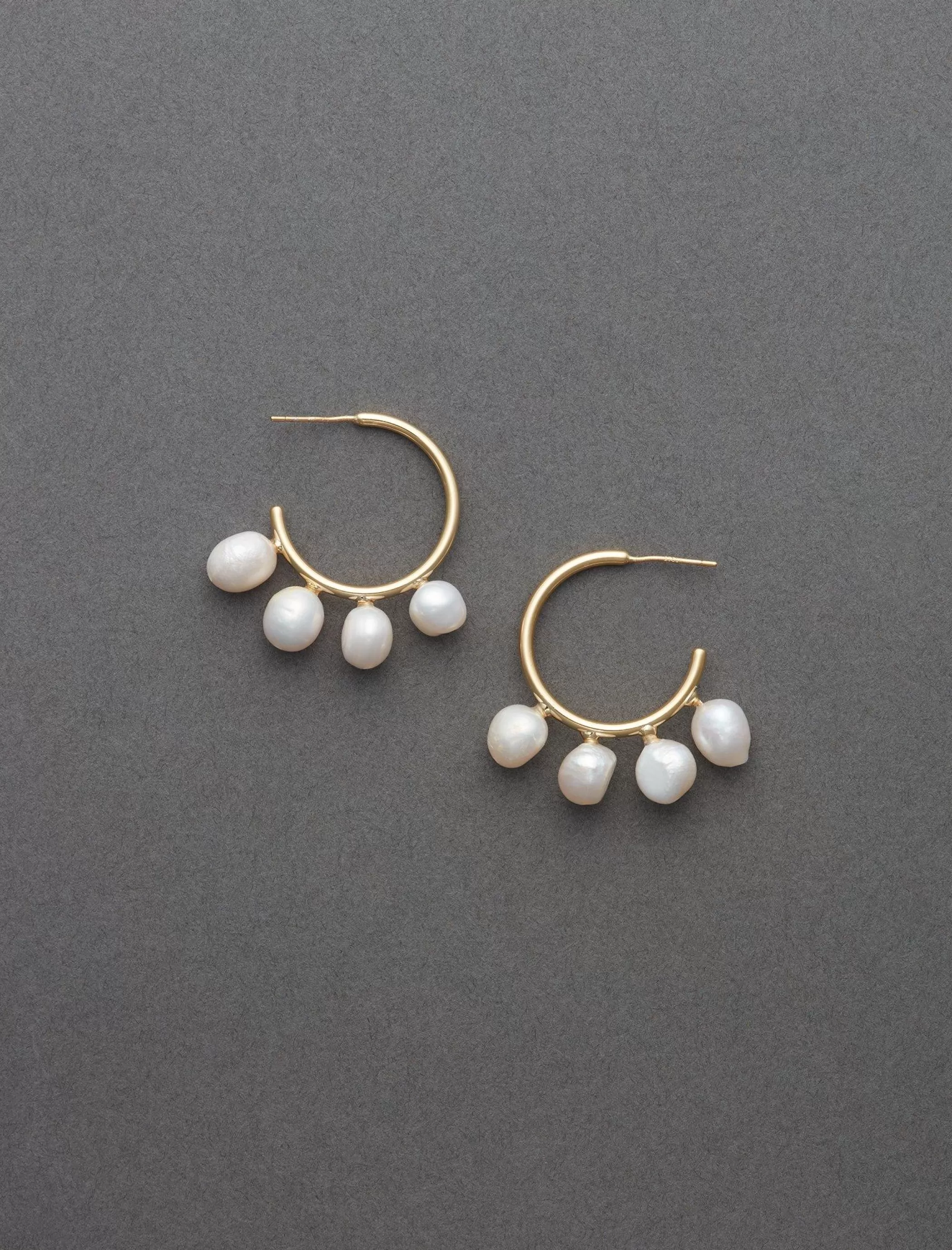 Lucky Brand Jewelry*pearl hoop earrings gold