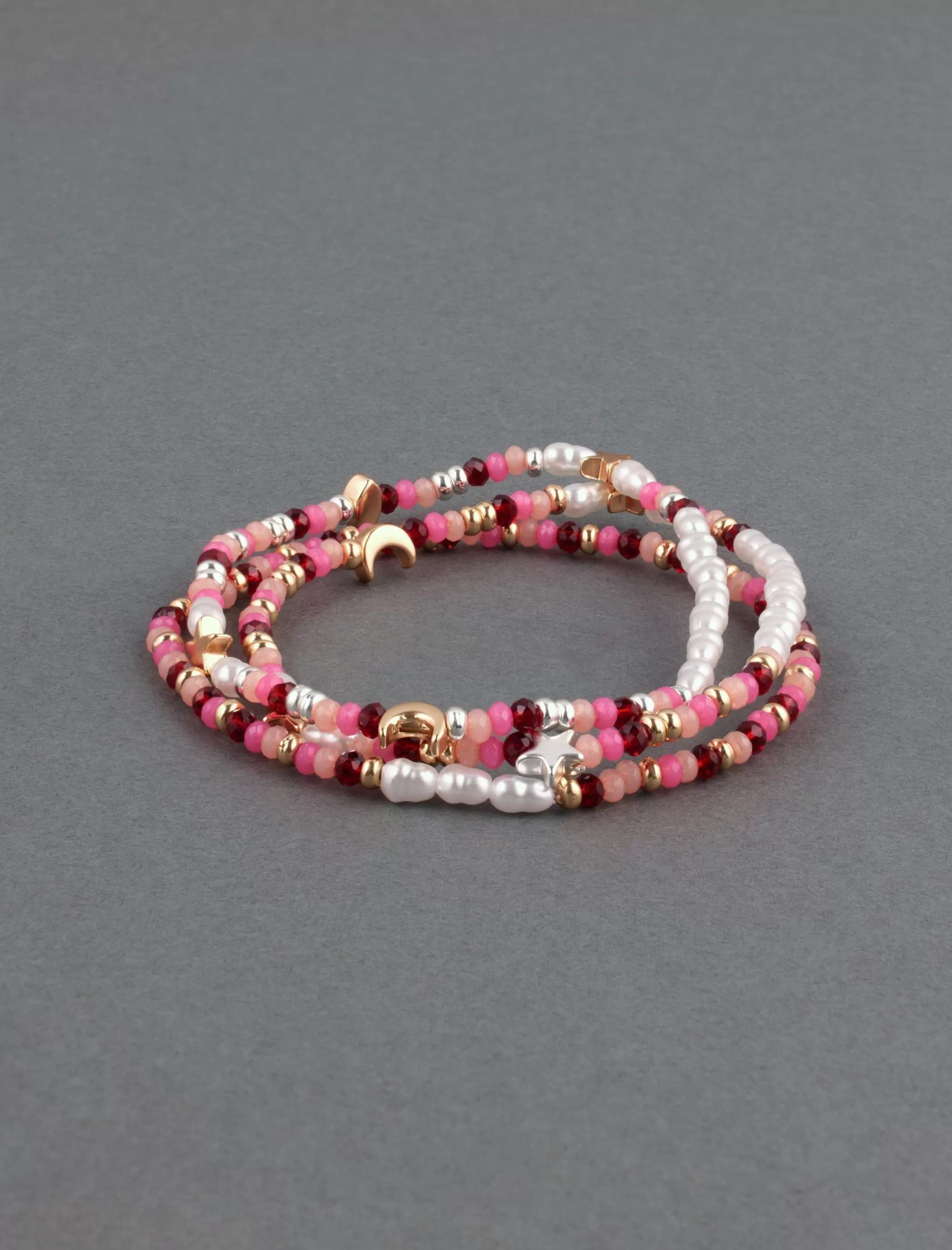 Lucky Brand Jewelry*pink beaded bracelet two tone