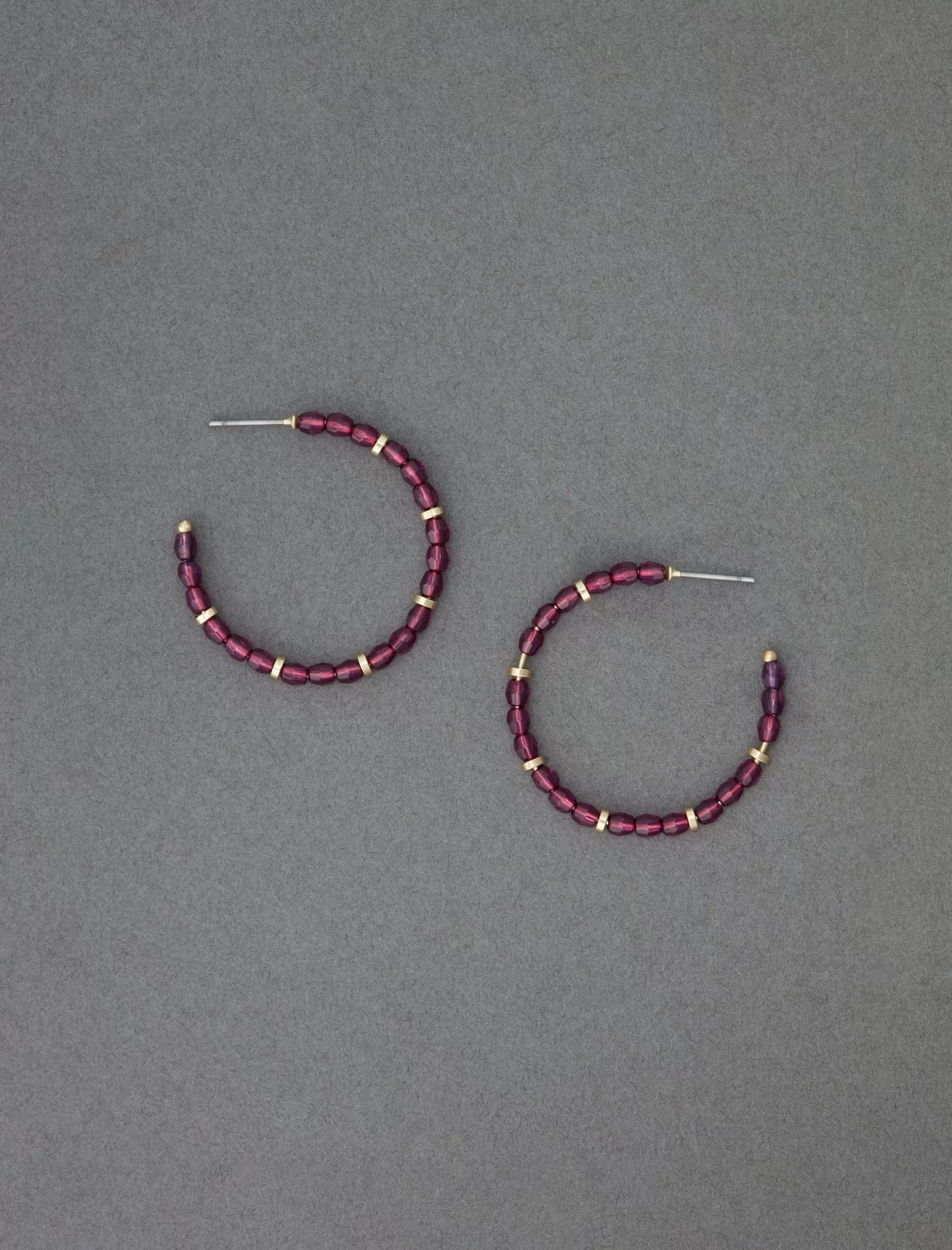 Lucky Brand Jewelry*pink beaded hoop gold