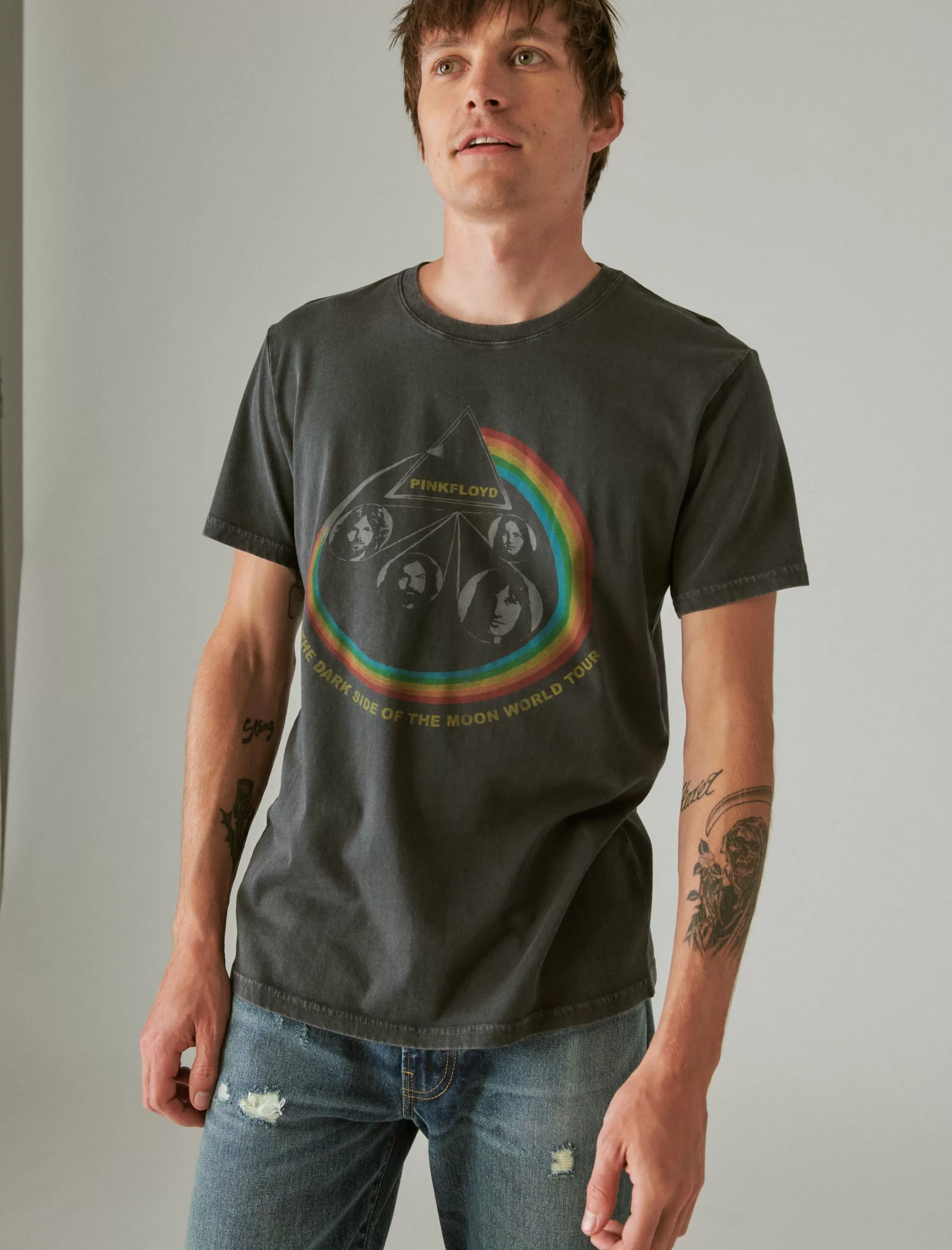 Lucky Brand Graphic Tees*pink floyd rainbow jet black