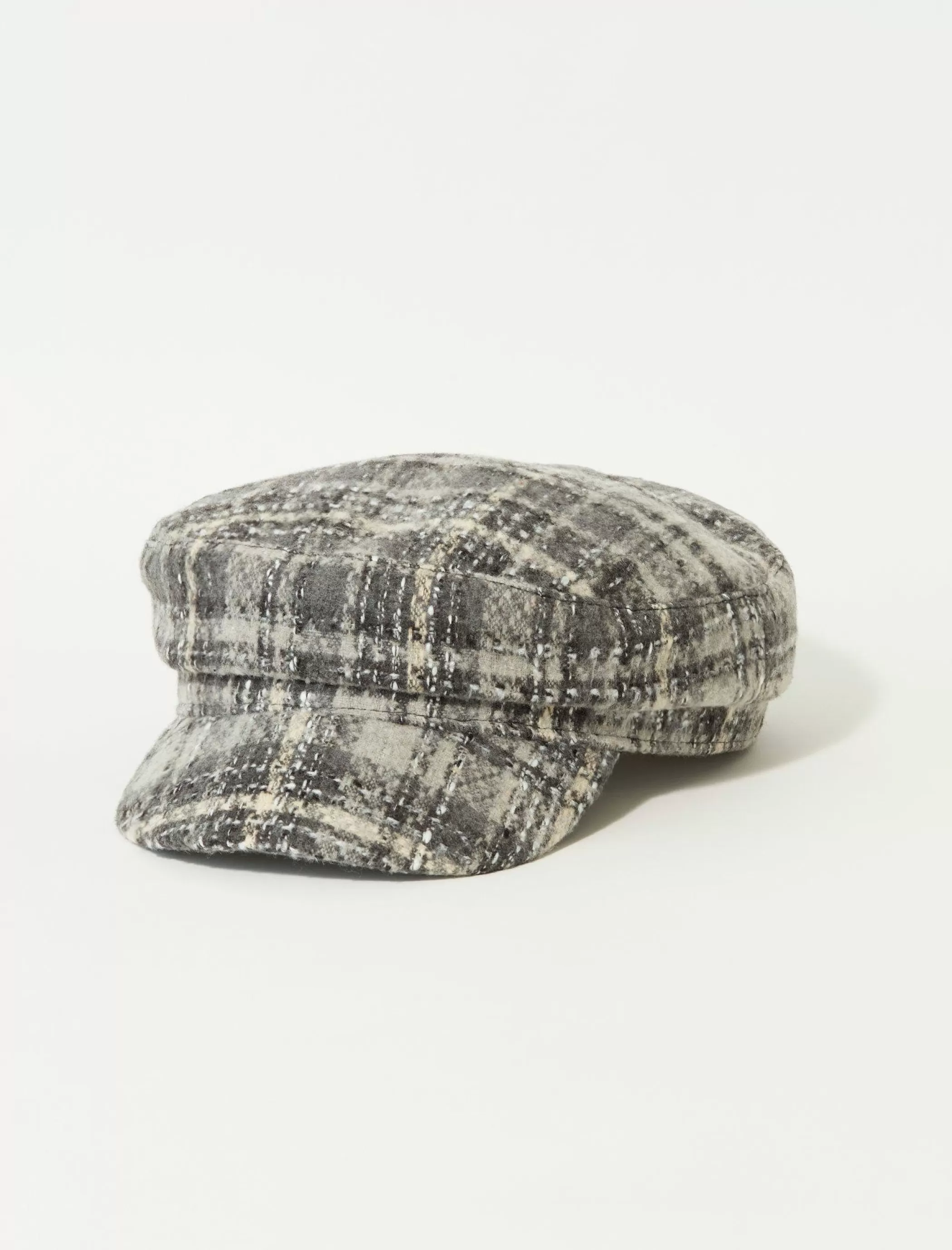 Lucky Brand Hats*plaid baker boy hat dark grey