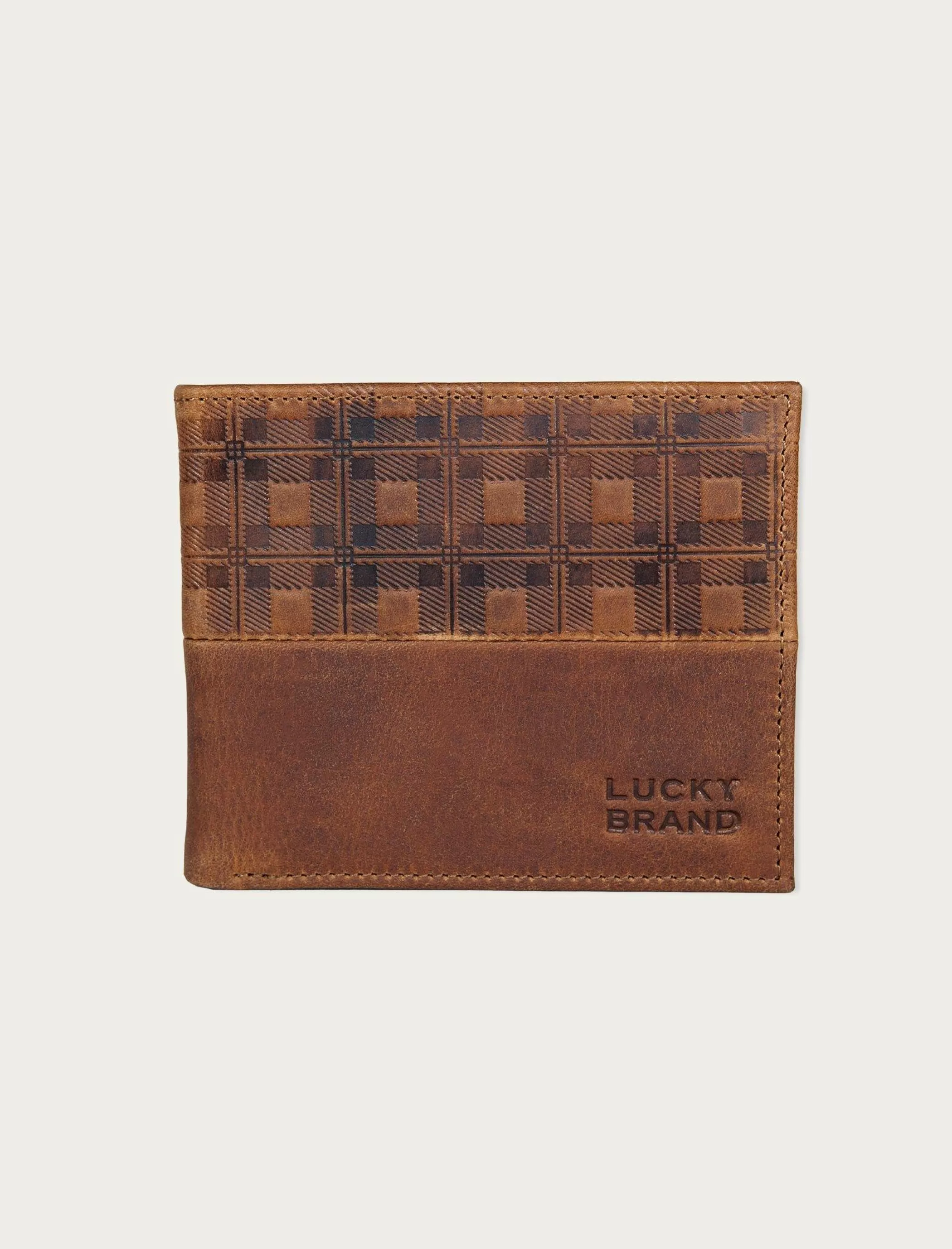 Lucky Brand Bags & Wallets*plaid embossed leather bifold wallet dark brown