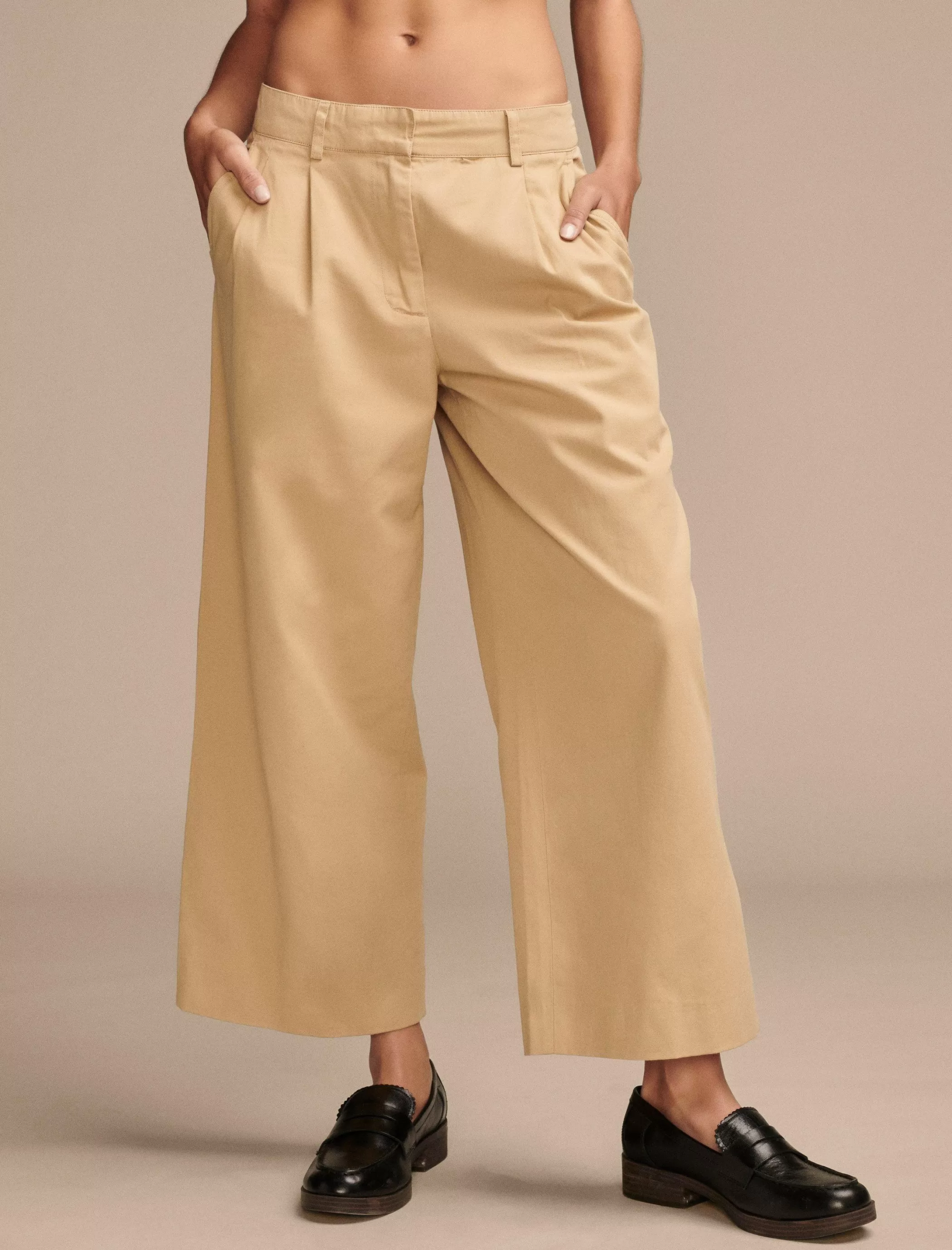 Lucky Brand Pants*pleated wide leg crop pant dark khaki