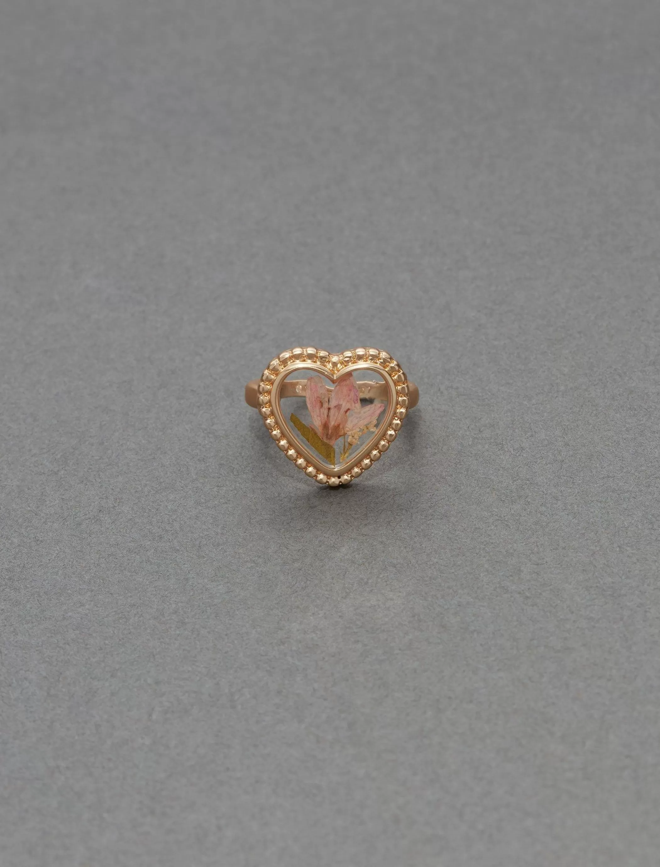 Lucky Brand Jewelry*pressed flower heart ring gold