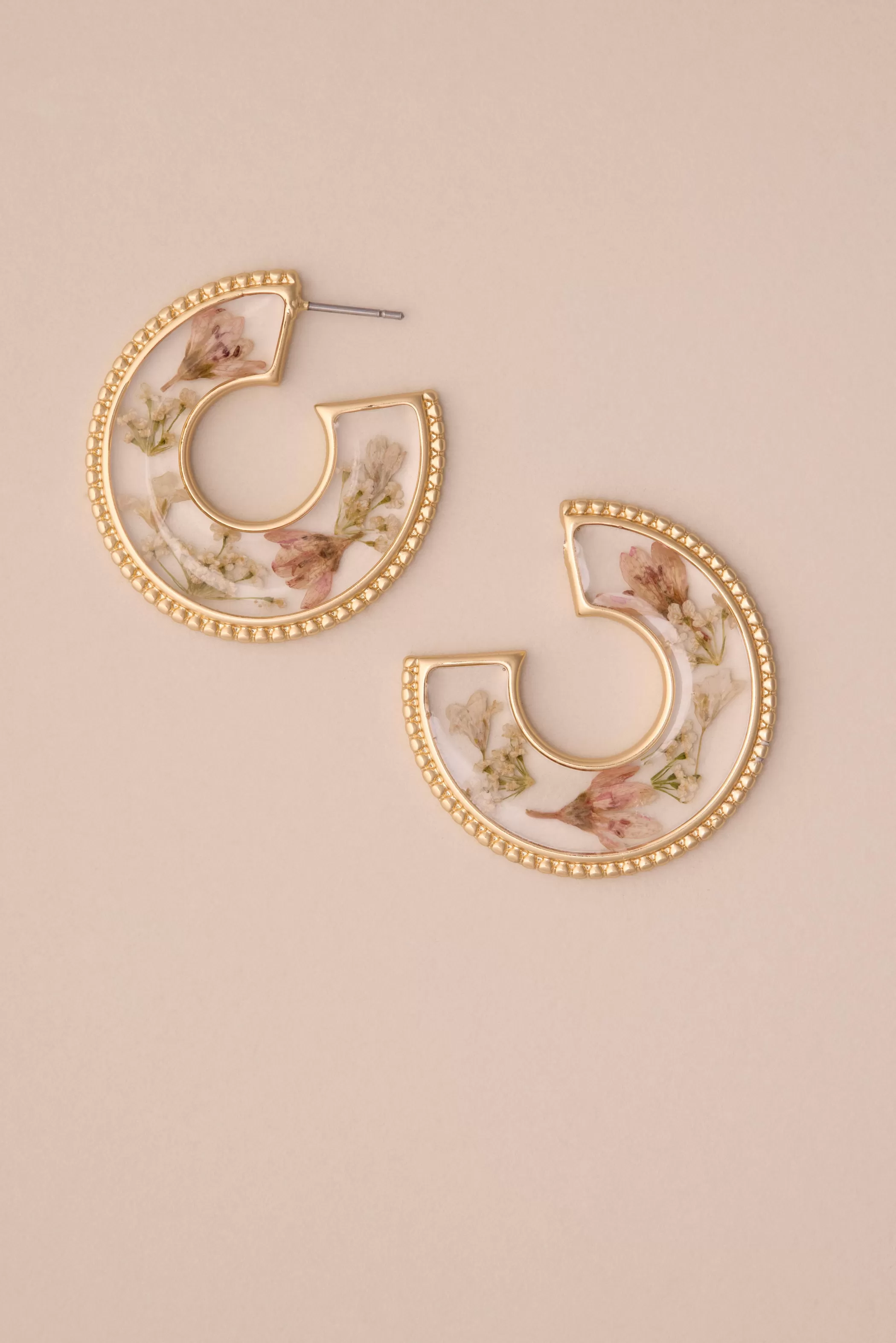 Lucky Brand Jewelry*pressed flower open hoop gold