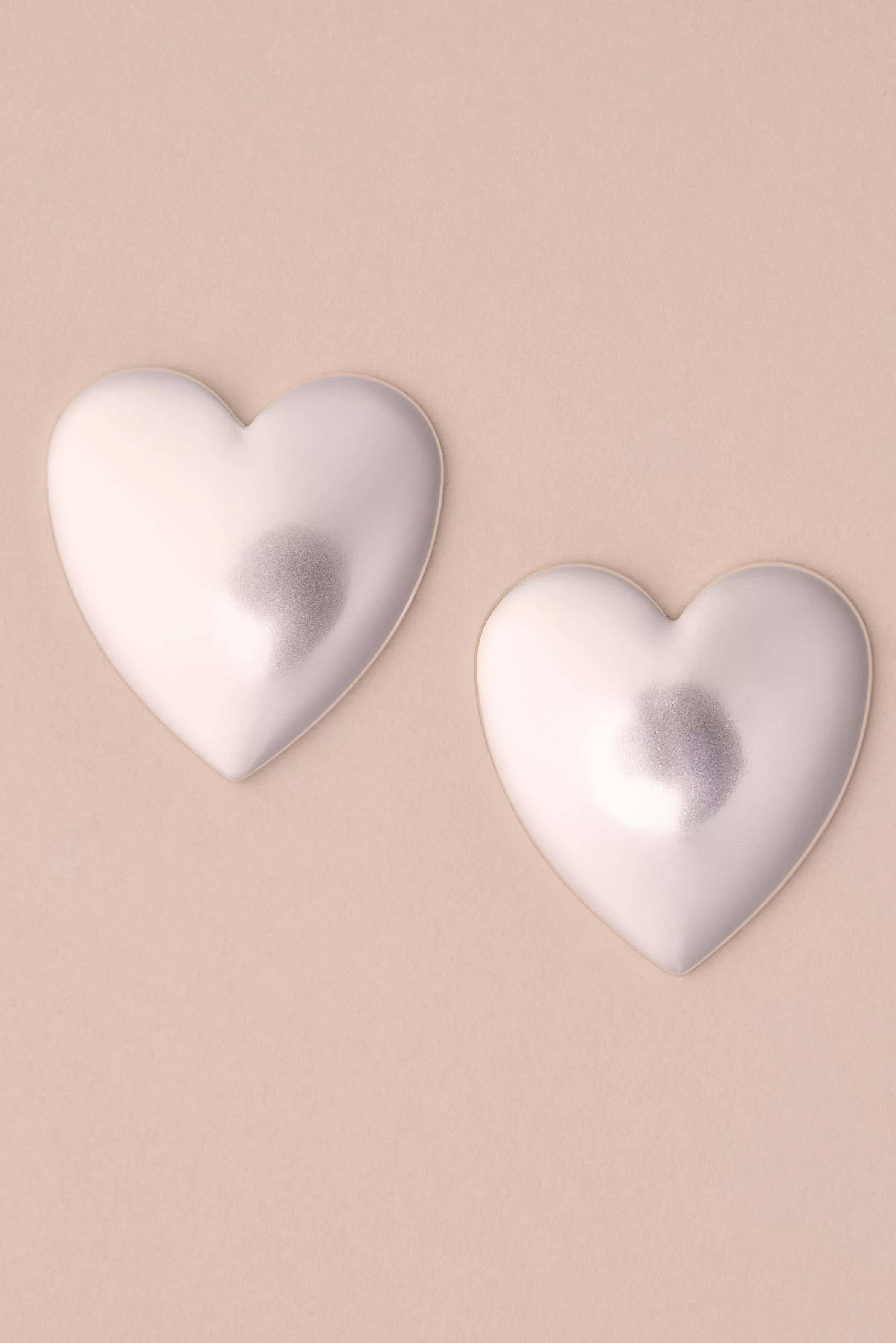 Lucky Brand Jewelry*puffy heart stud earring silver