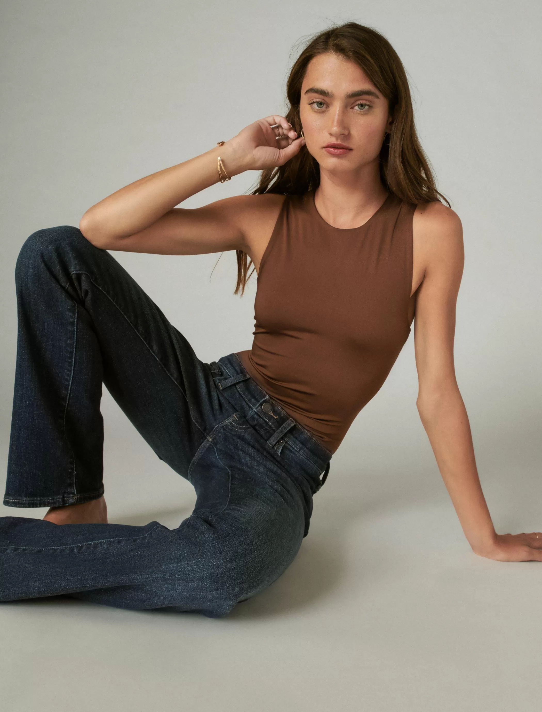 Lucky Brand Knit Tops*racer tank bodysuit brown