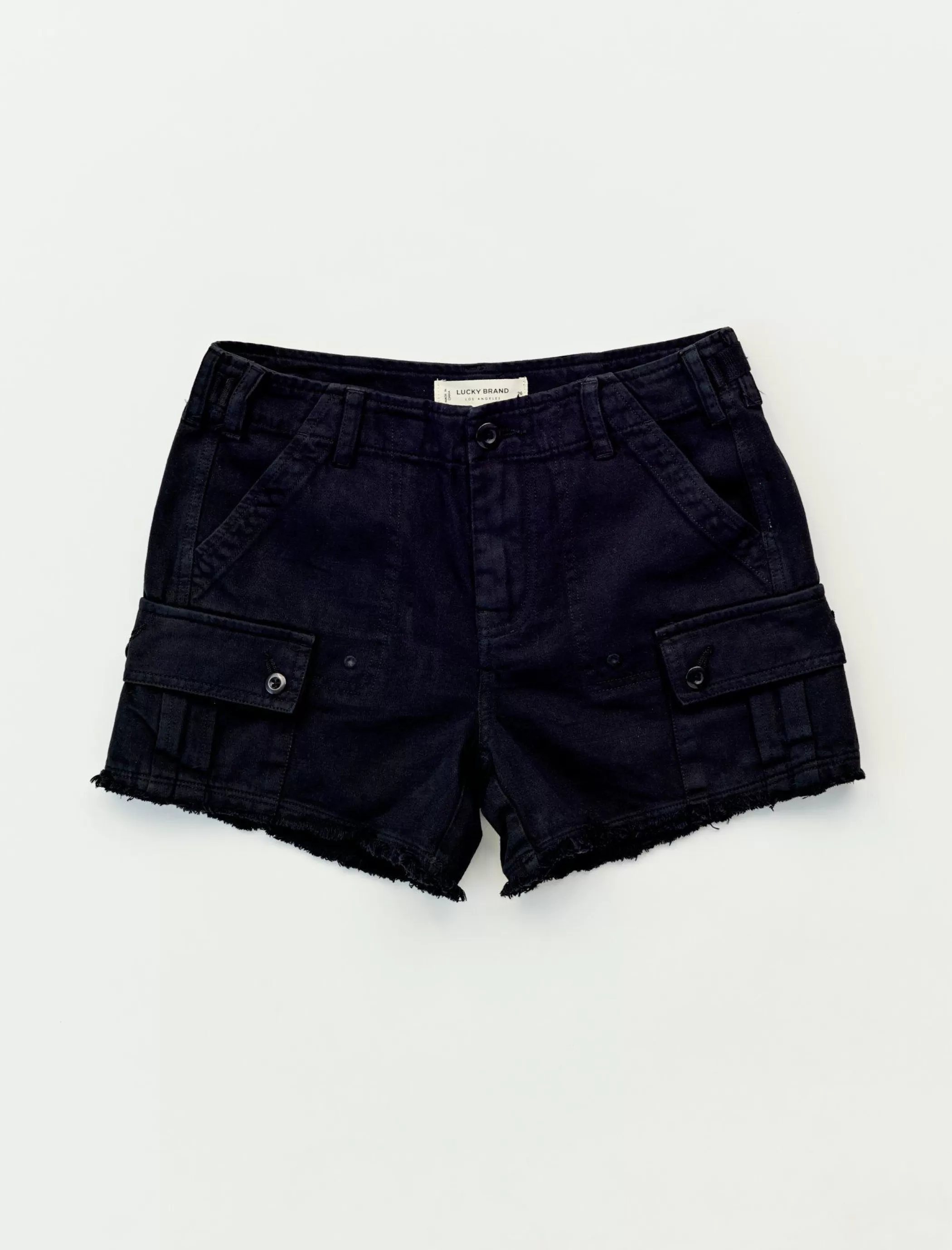 Lucky Brand Shorts*raw hem utility short washed black