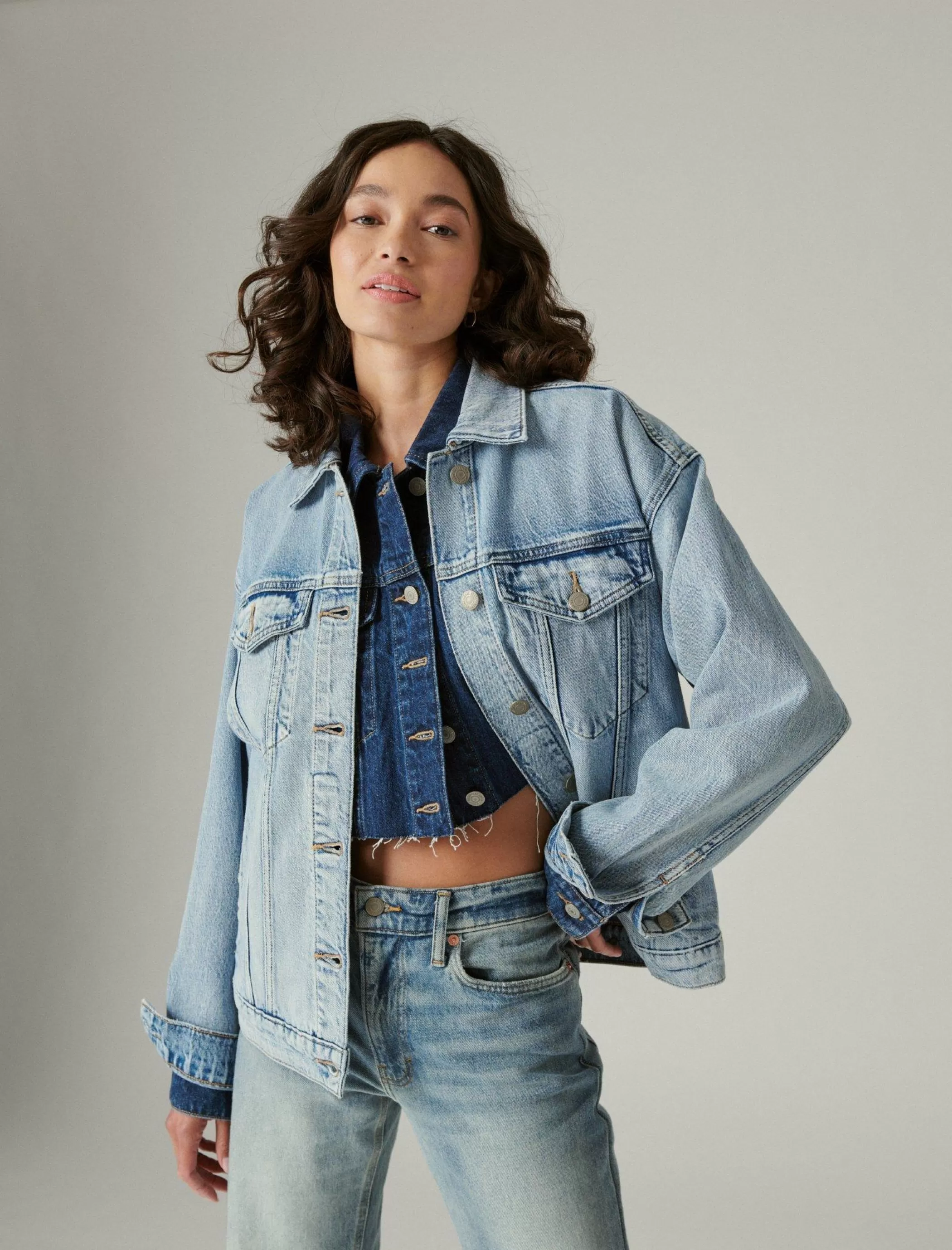 Lucky Brand Jackets & Outerwear*relaxed denim trucker jacket ripple