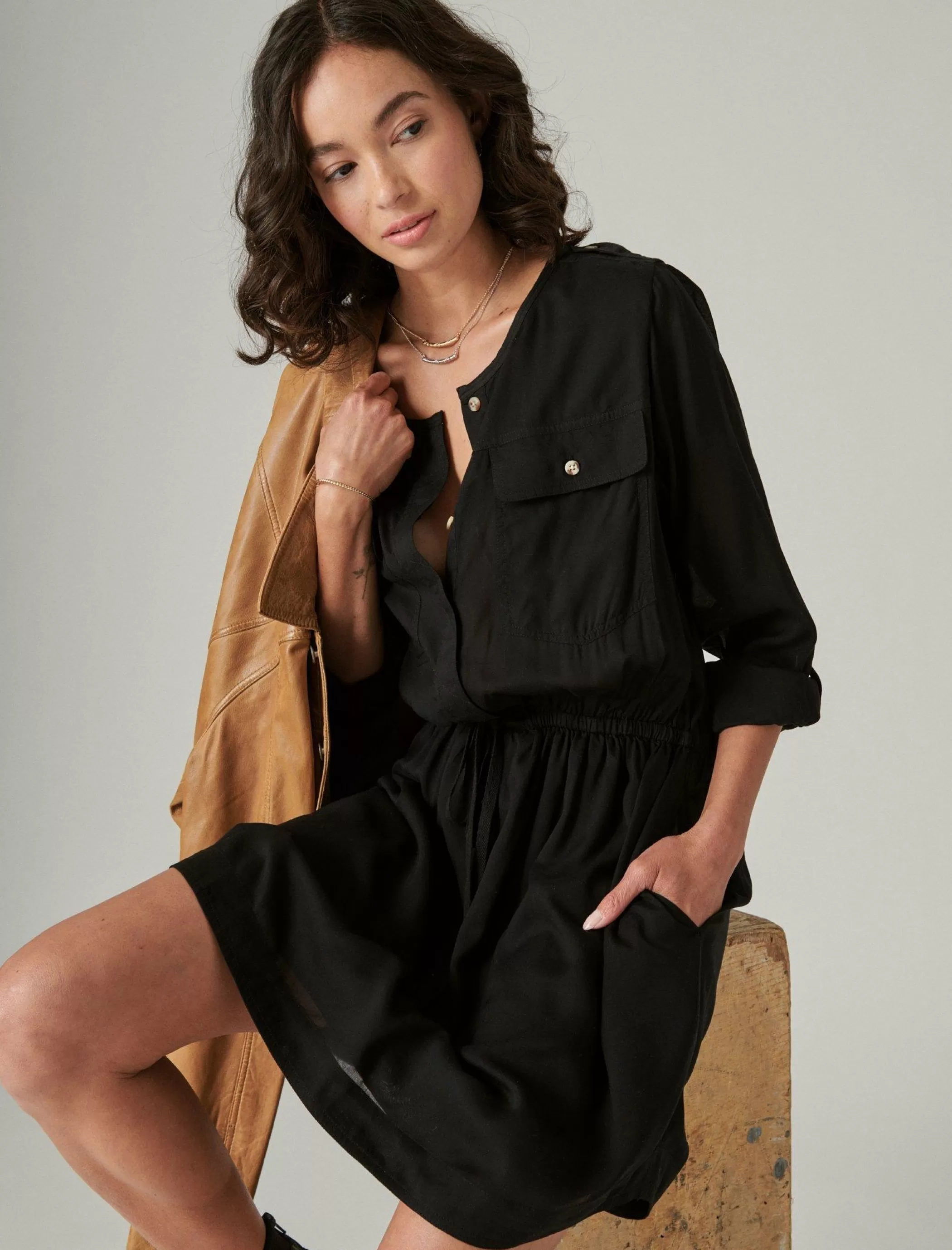 Lucky Brand Dresses*relaxed surplus shirtdress meteorite