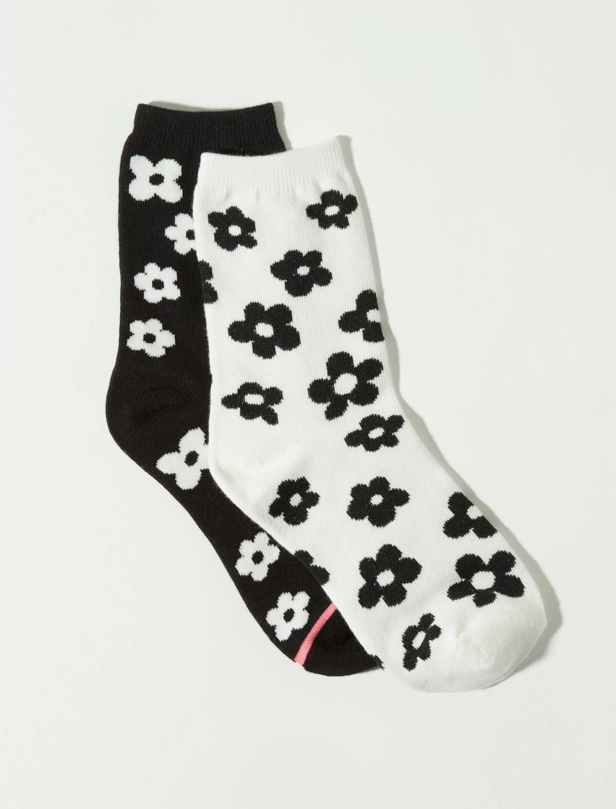 Lucky Brand Socks*retro flower crew sock pack black