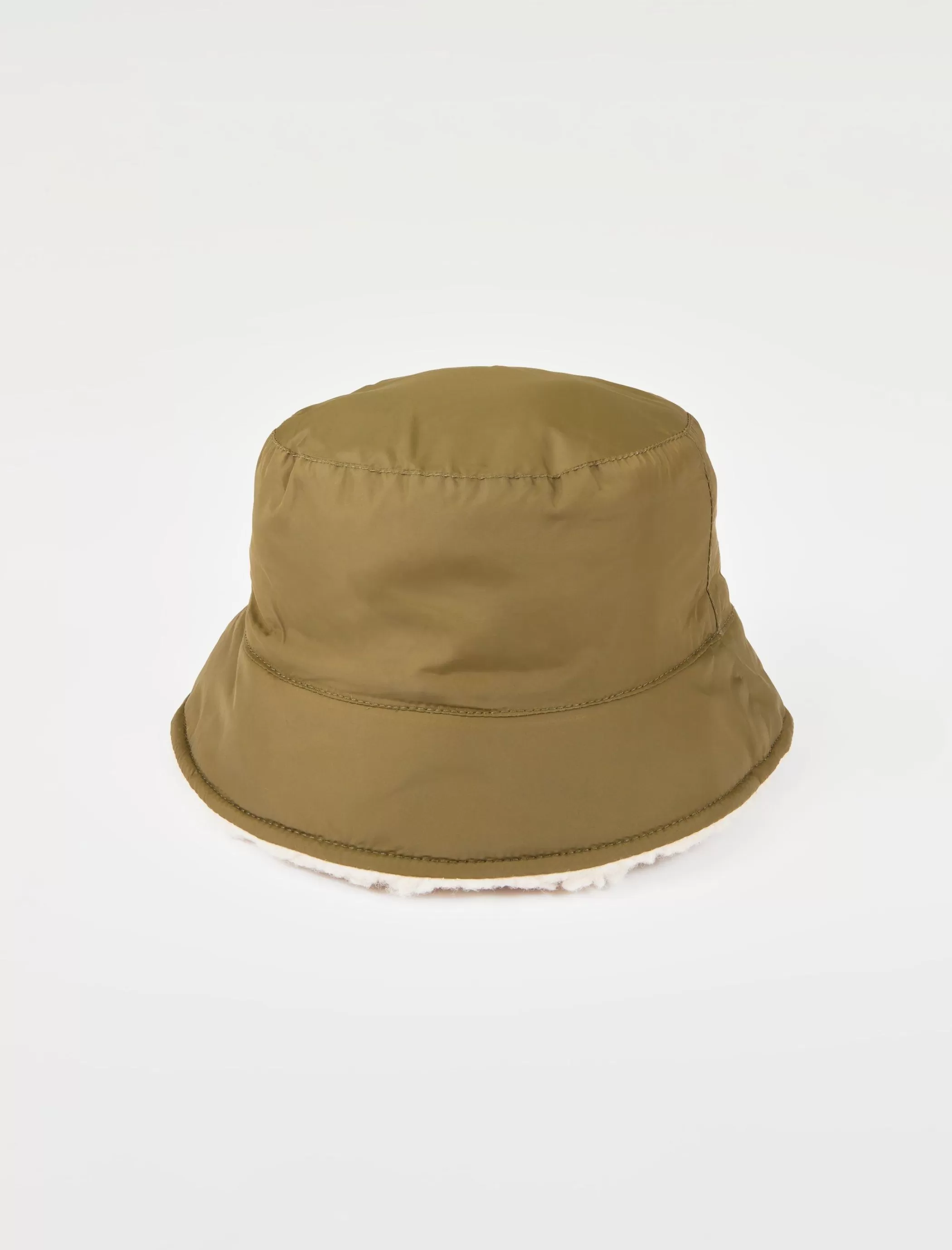 Lucky Brand Hats*reversible nylon/teddy bucket hat dark green