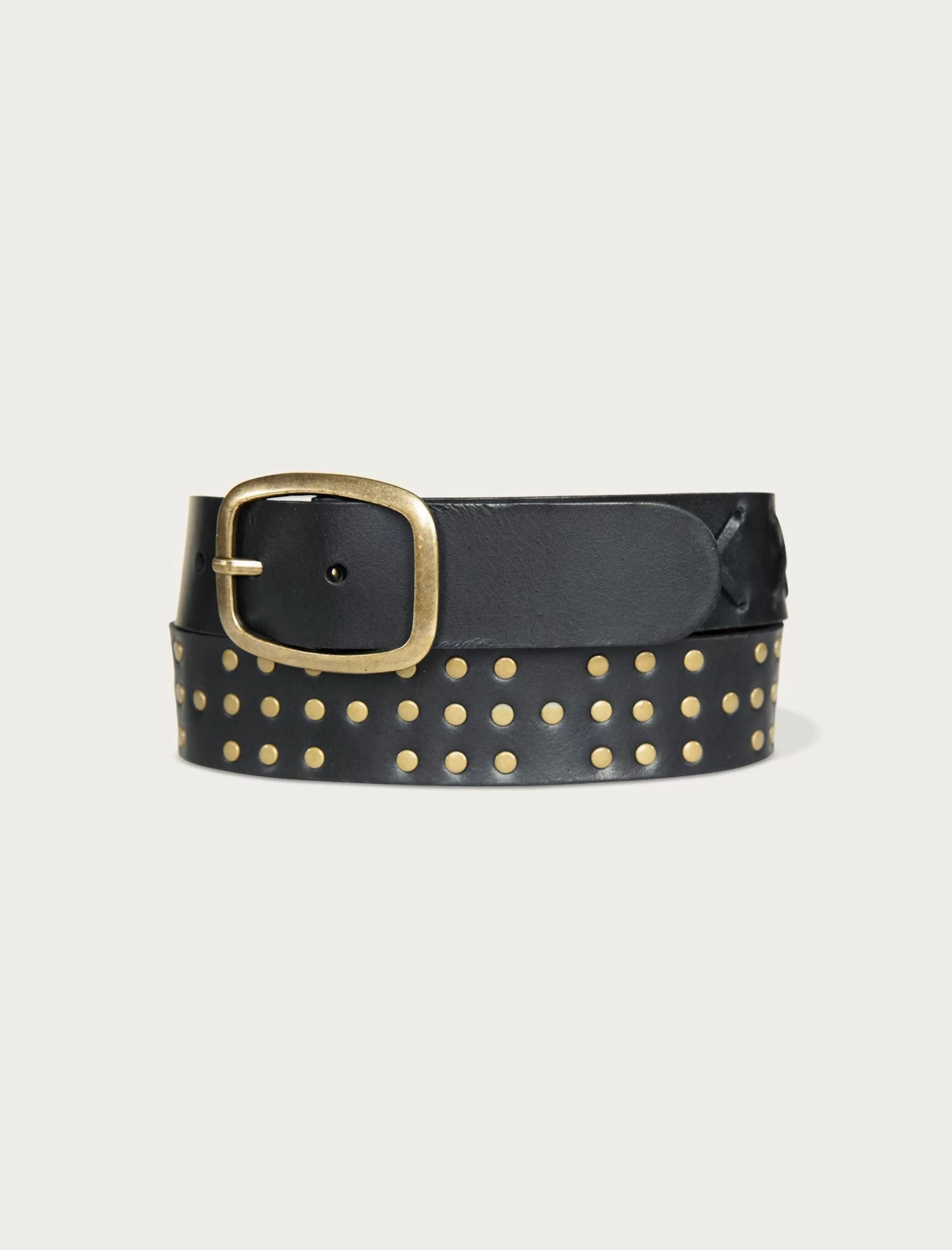 Lucky Brand Belts*rivet studded leather belt black