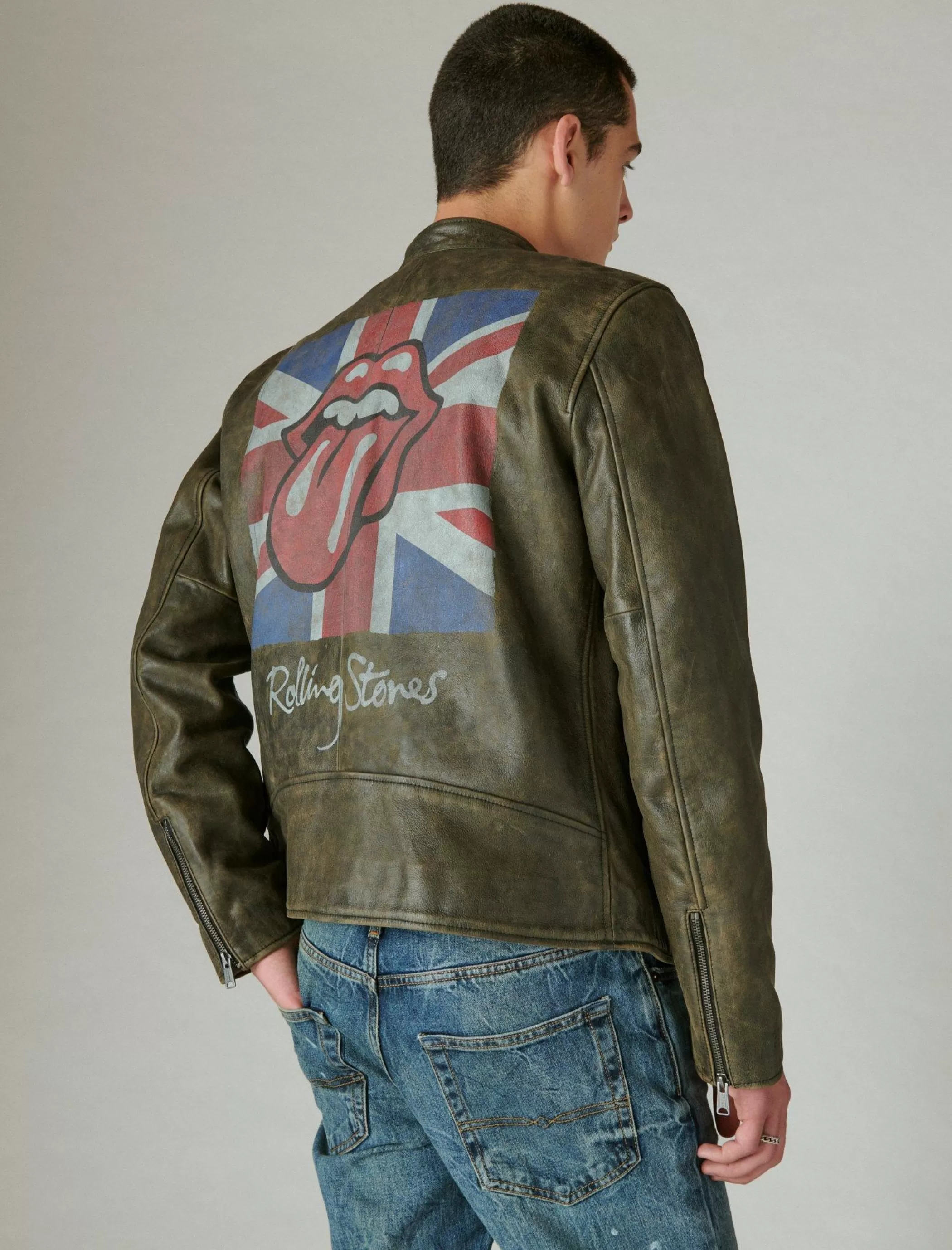 Lucky Brand Jackets & Outerwear*rolling stones washed leather bonneville jacket washed black