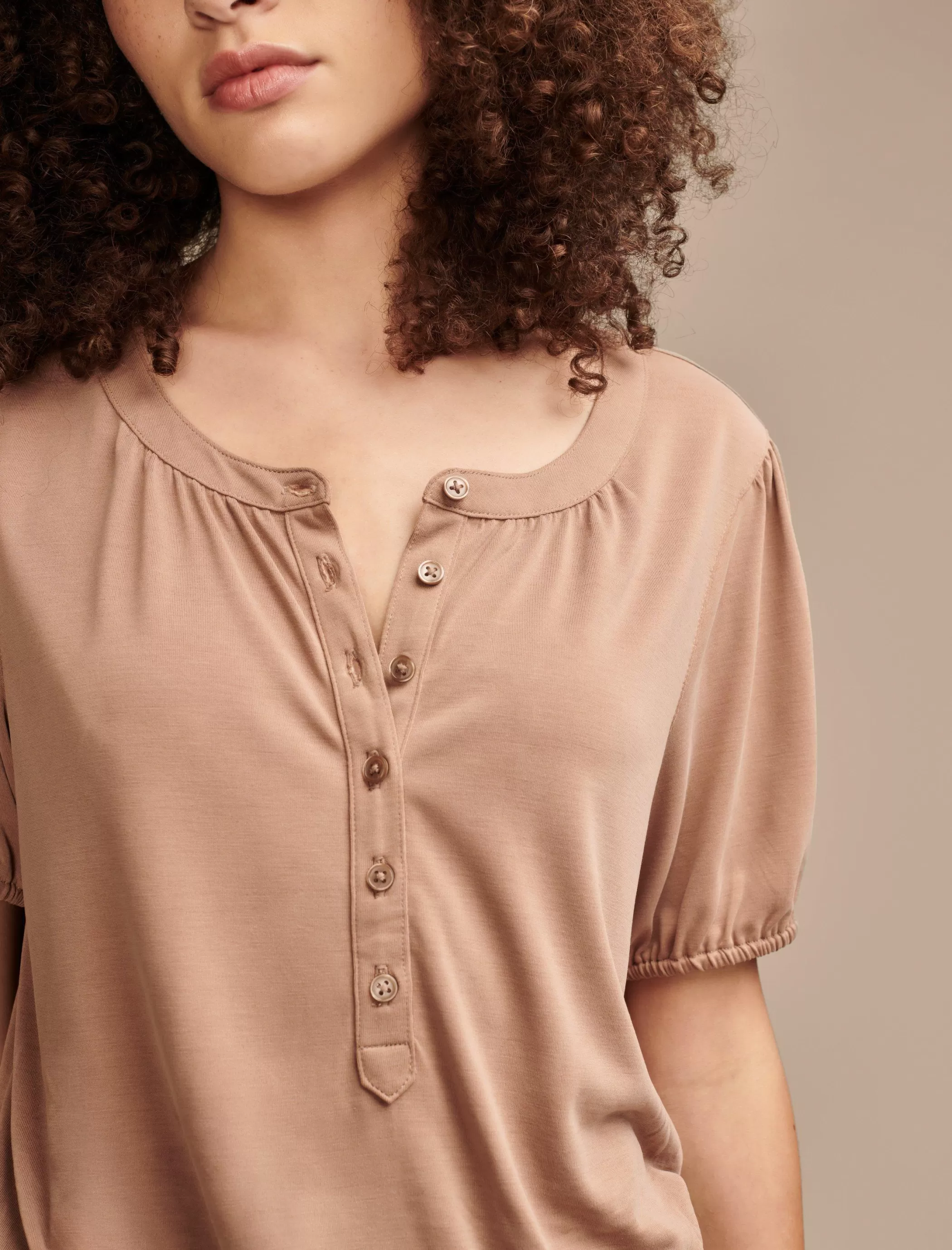 Lucky Brand Knit Tops*sandwash peasant top mocha mousse