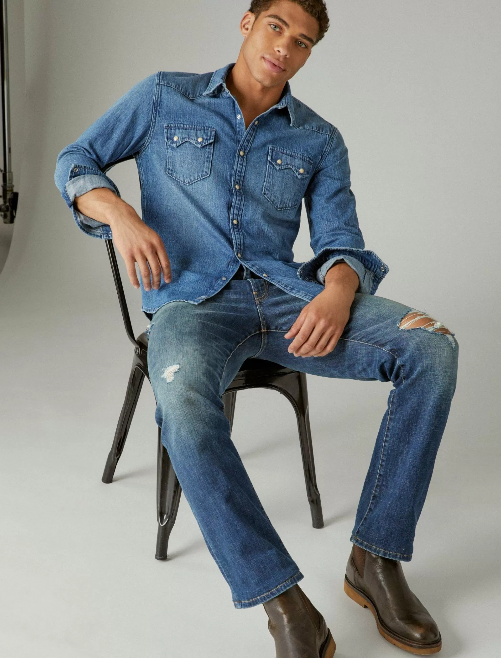 Lucky Brand Blouses | Button-Downs*sawtooth denim western shirt haywood