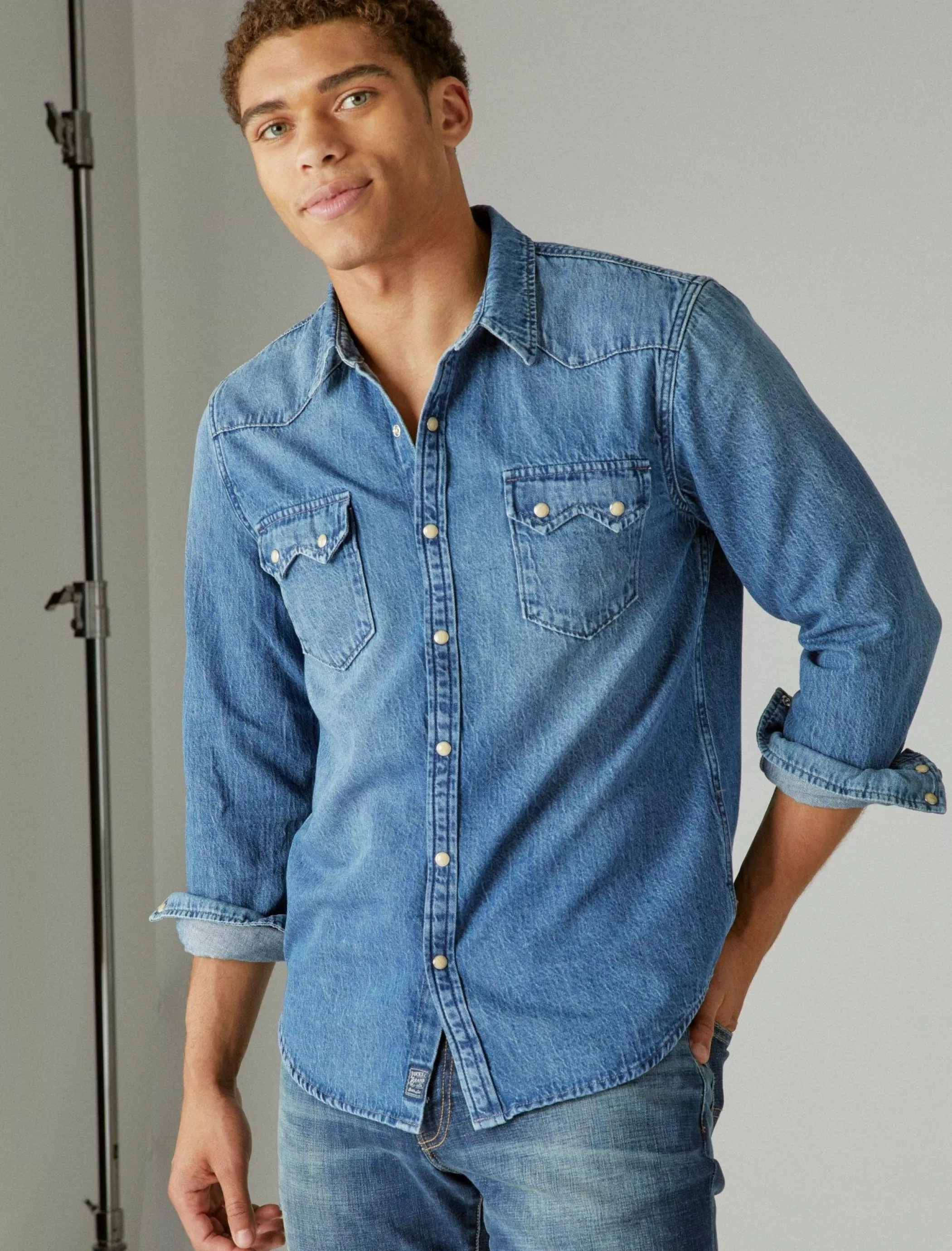 Lucky Brand Blouses | Button-Downs*sawtooth denim western shirt haywood