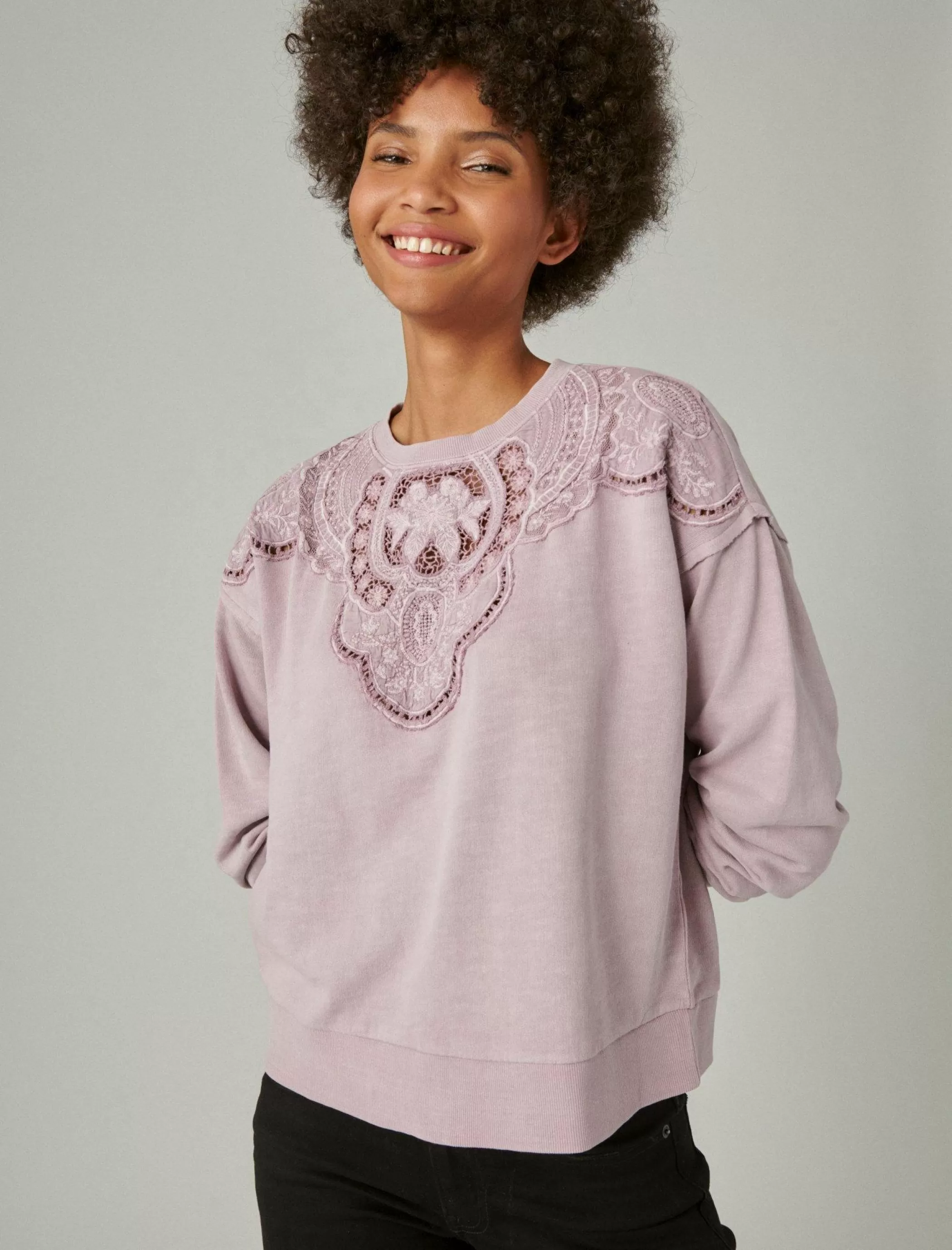 Lucky Brand Activewear*schiffley cutwork pullover dawn pink