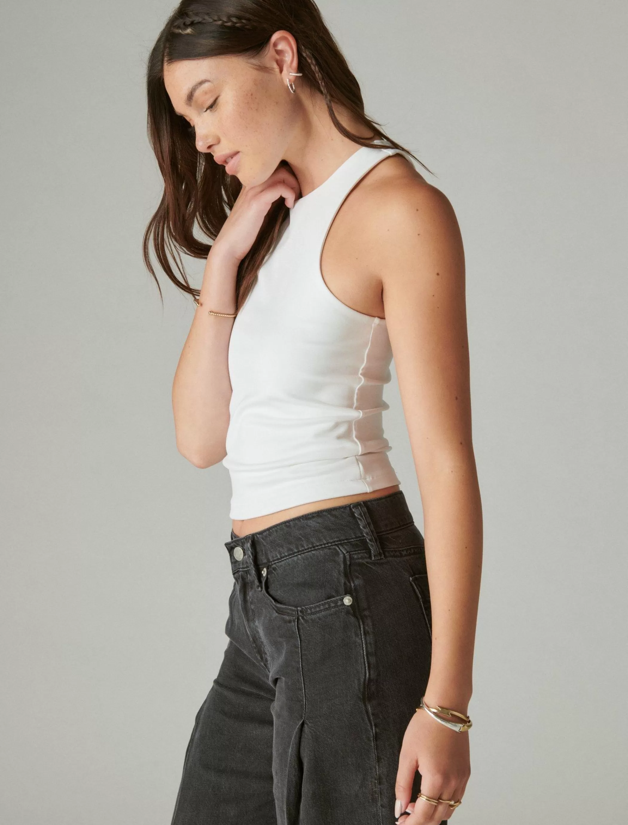 Lucky Brand Knit Tops*seamless racer tank bleach