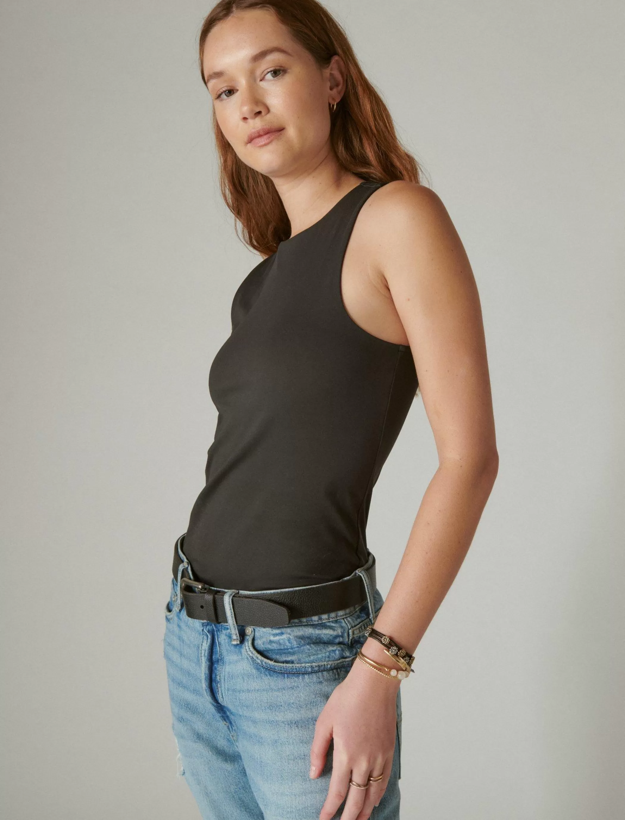 Lucky Brand Knit Tops*seamless racer tank jet black